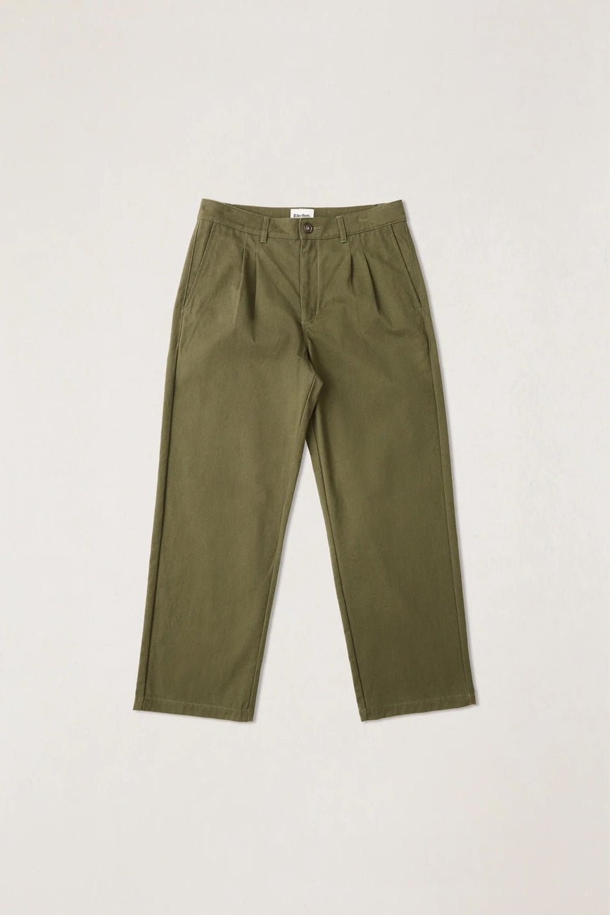 Twill Standard Straight Pleated Trouser Bark
