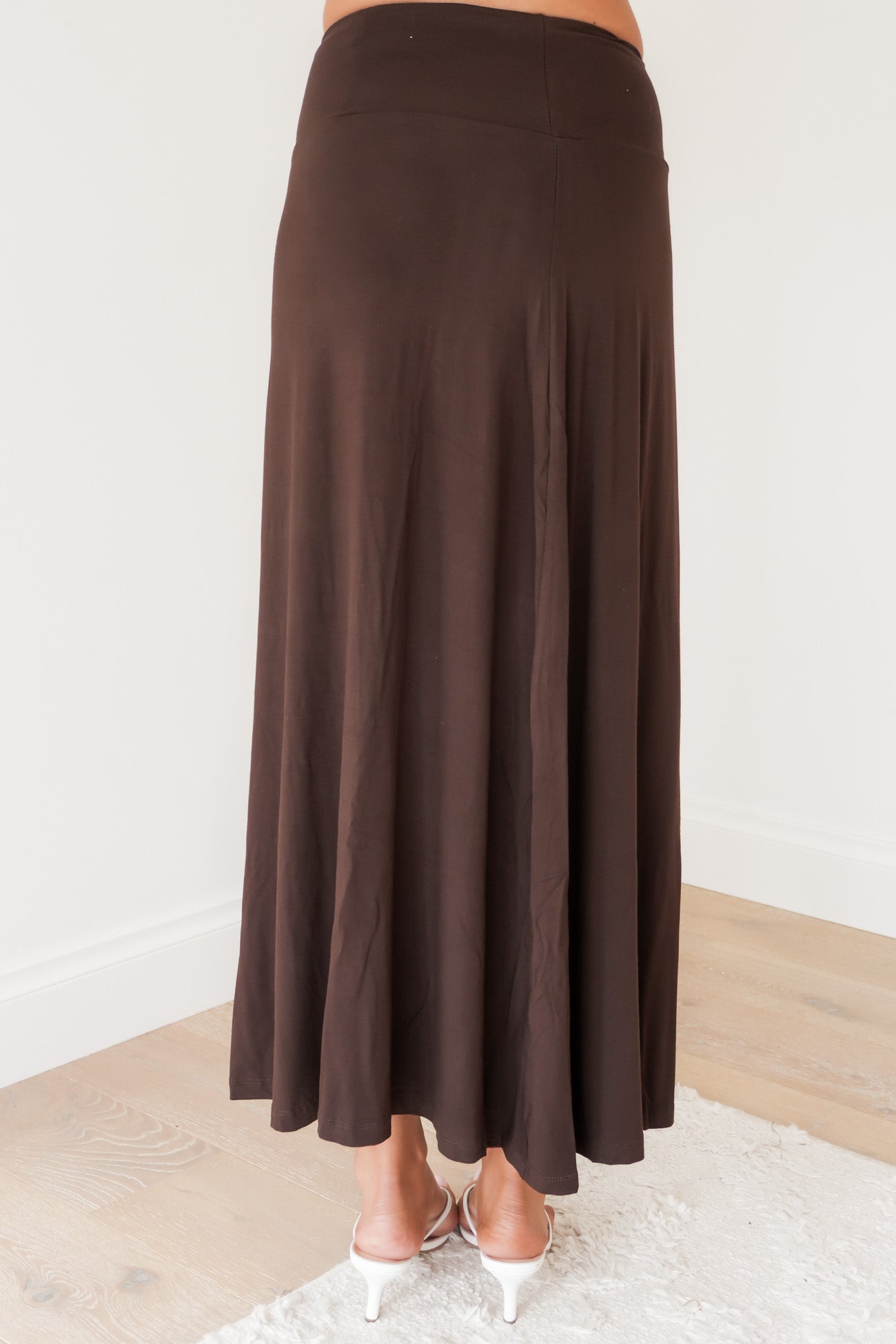 Twist Detail Maxi Skirt Chocolate