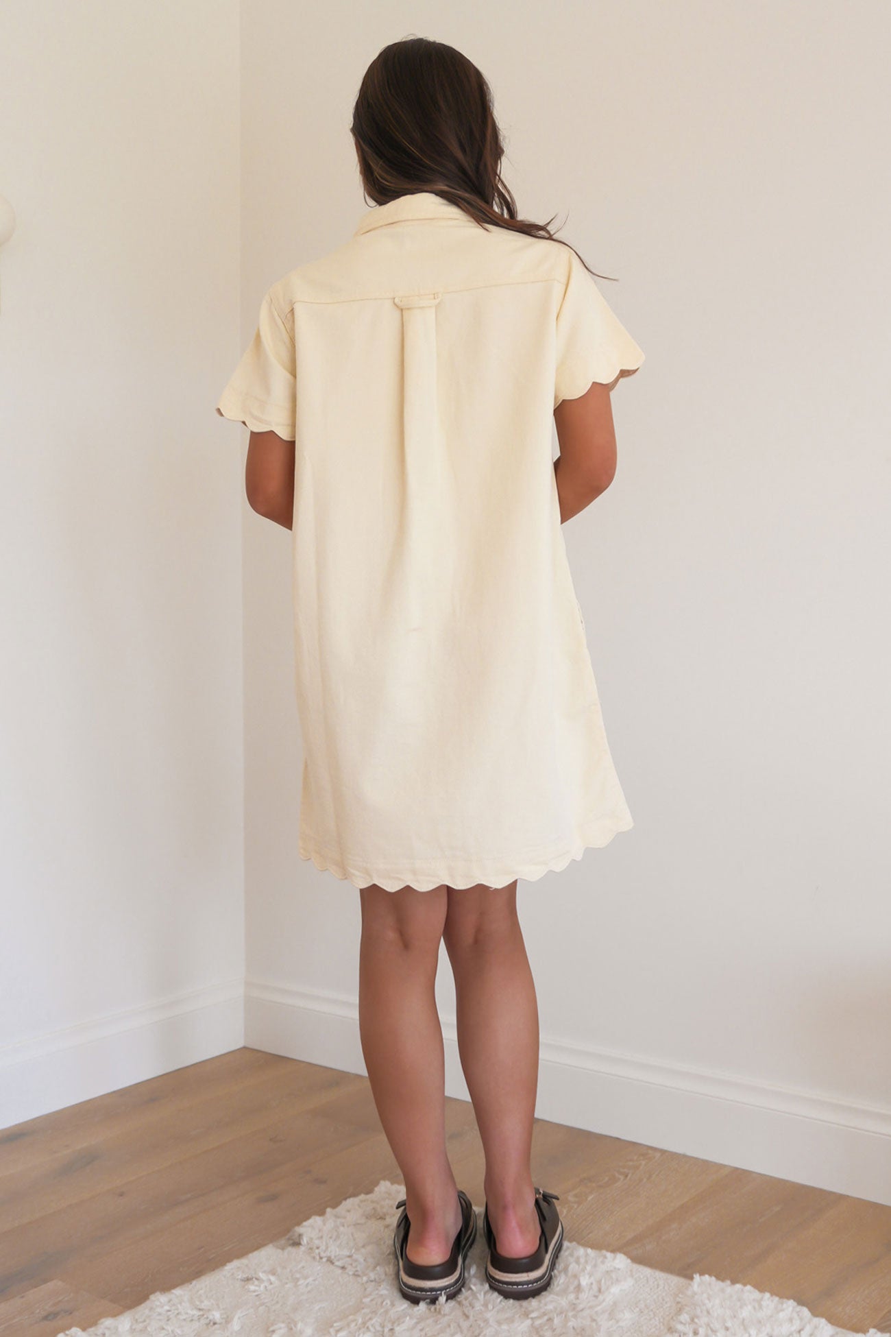 Vale Scalloped Denim Dress Parchment