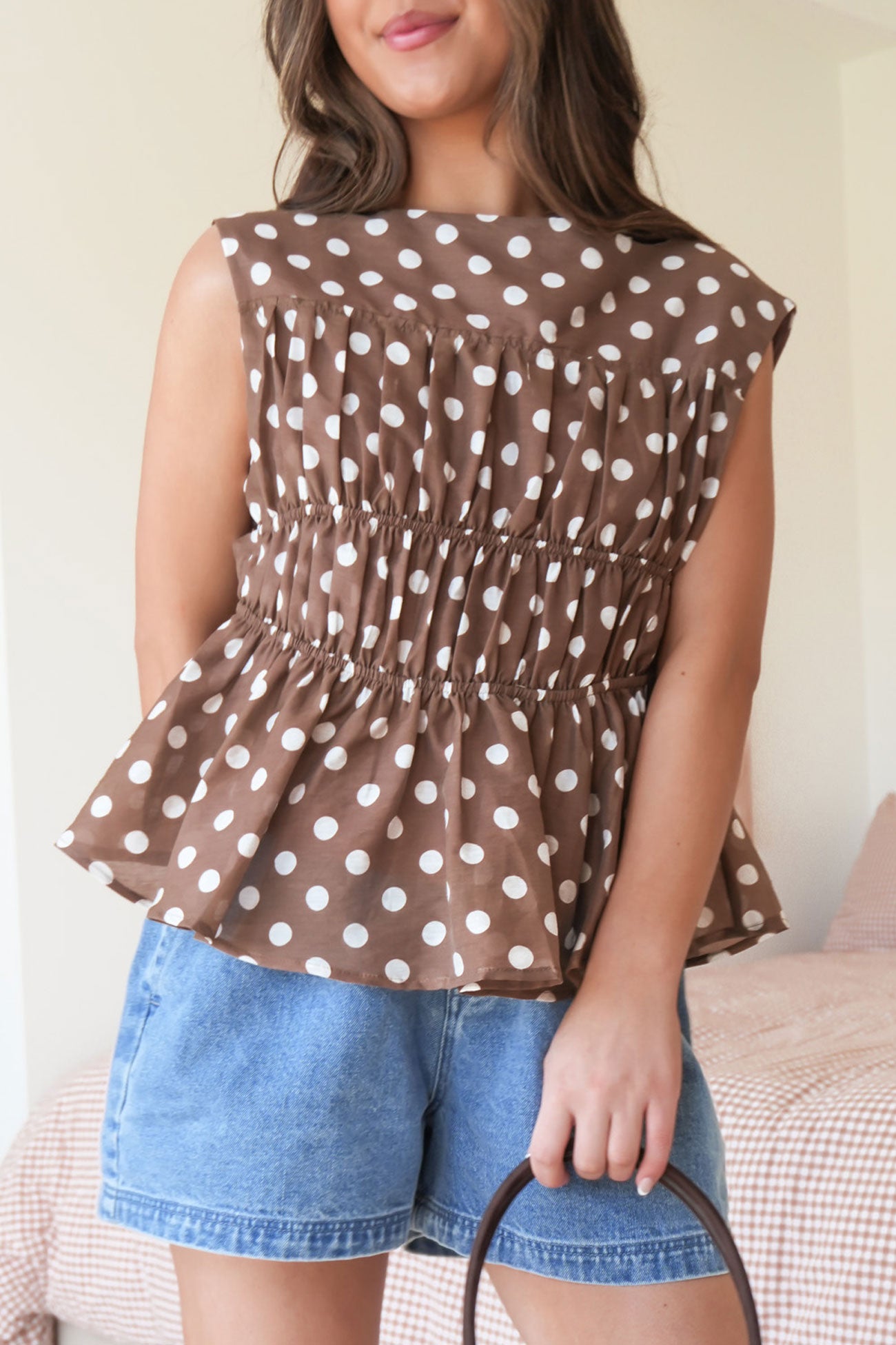 Vienne Top Chocolate Cream Polka Dot