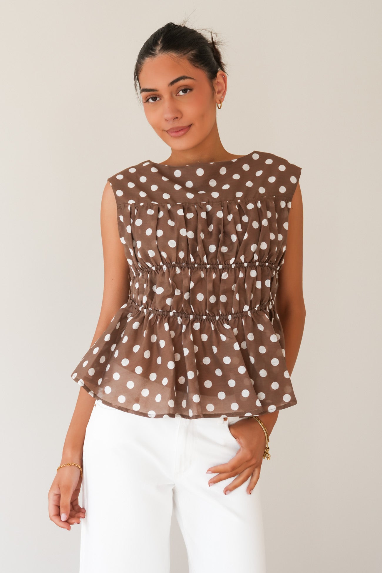 Vienne Top Chocolate Cream Polka Dot