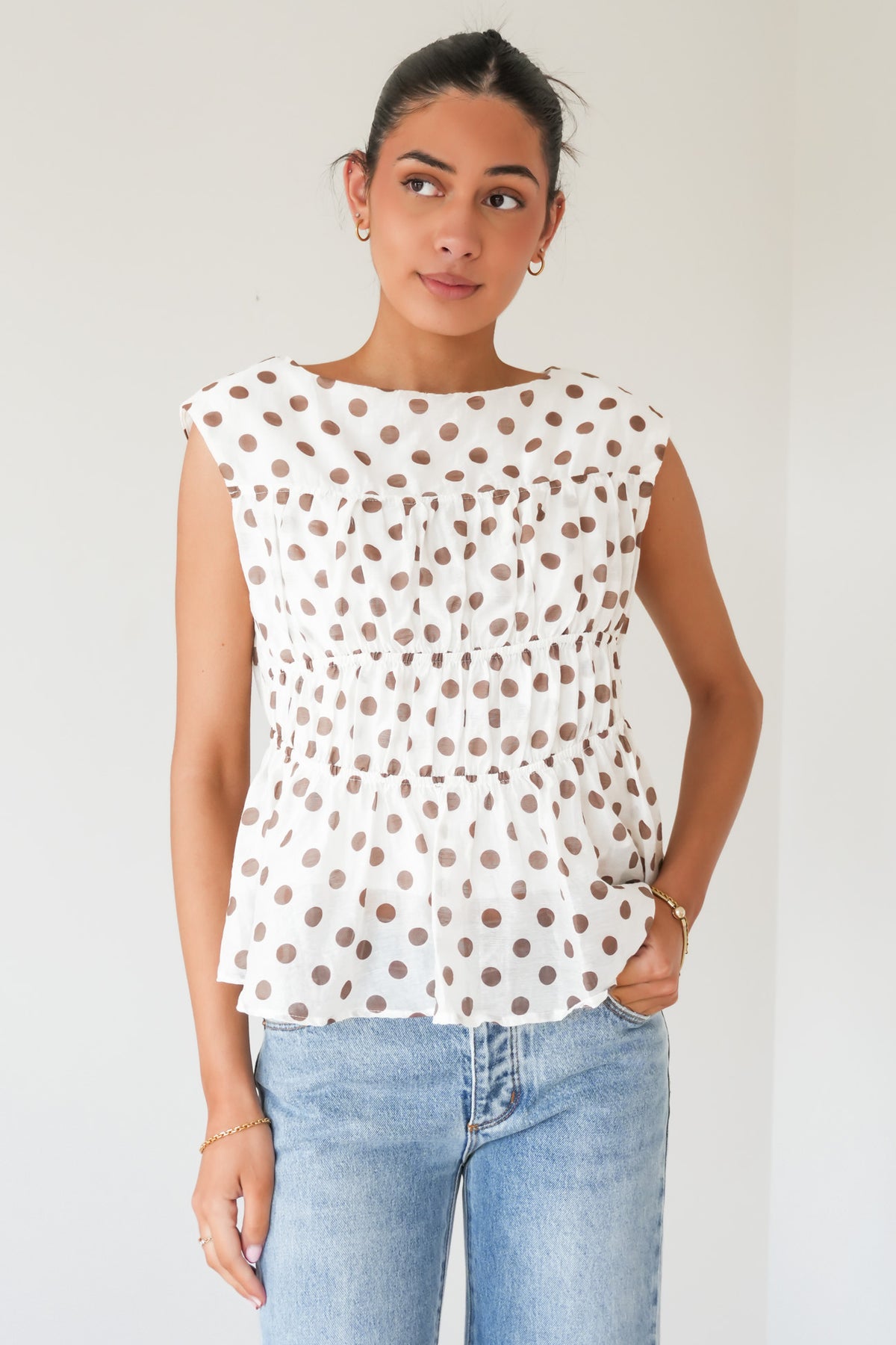 Vienne Top Cream Polka Dot