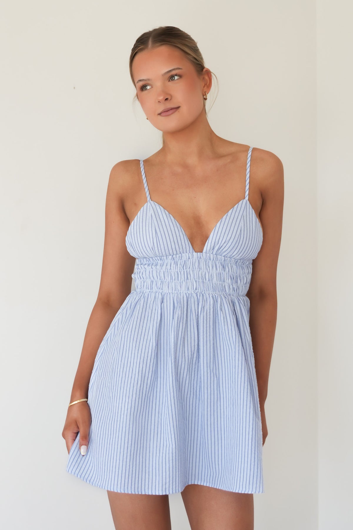 Vista Stripe Mini Dress Blue