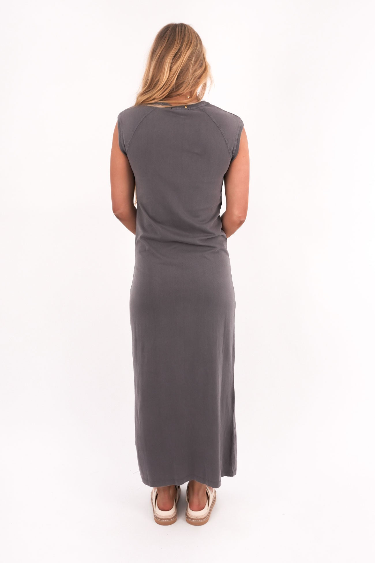 Washed Raglan Maxi Dress Charcoal