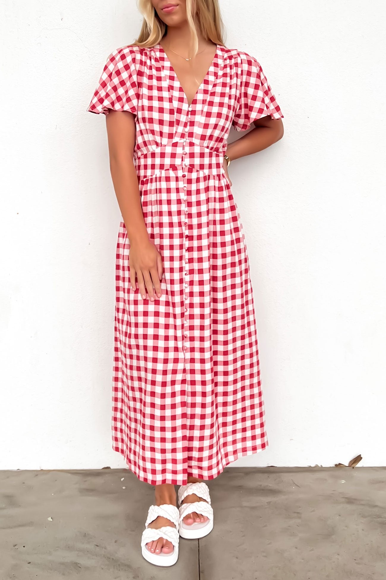 Wilder Midi Dress Red Gingham
