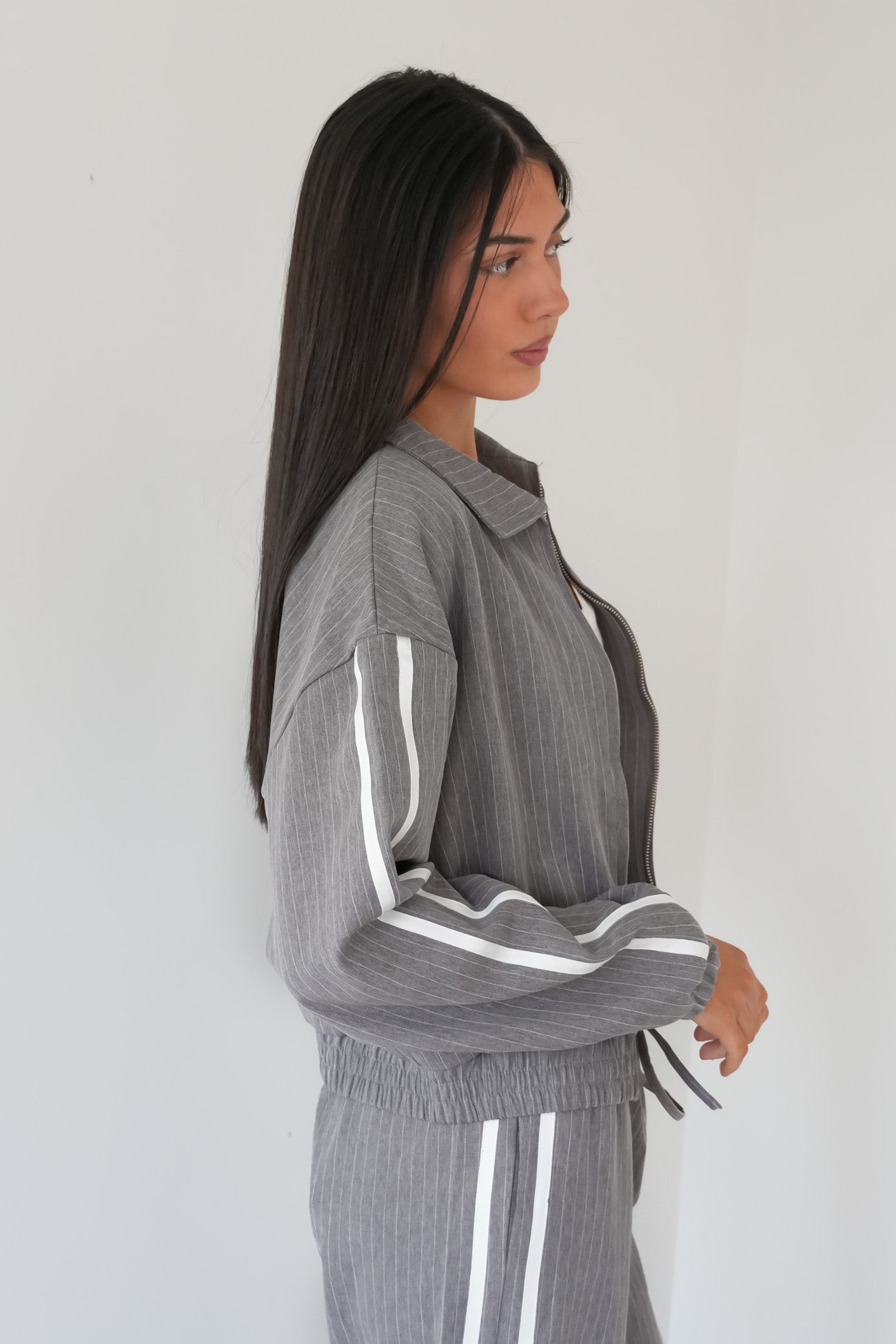 William Jacket Grey Pinstripe