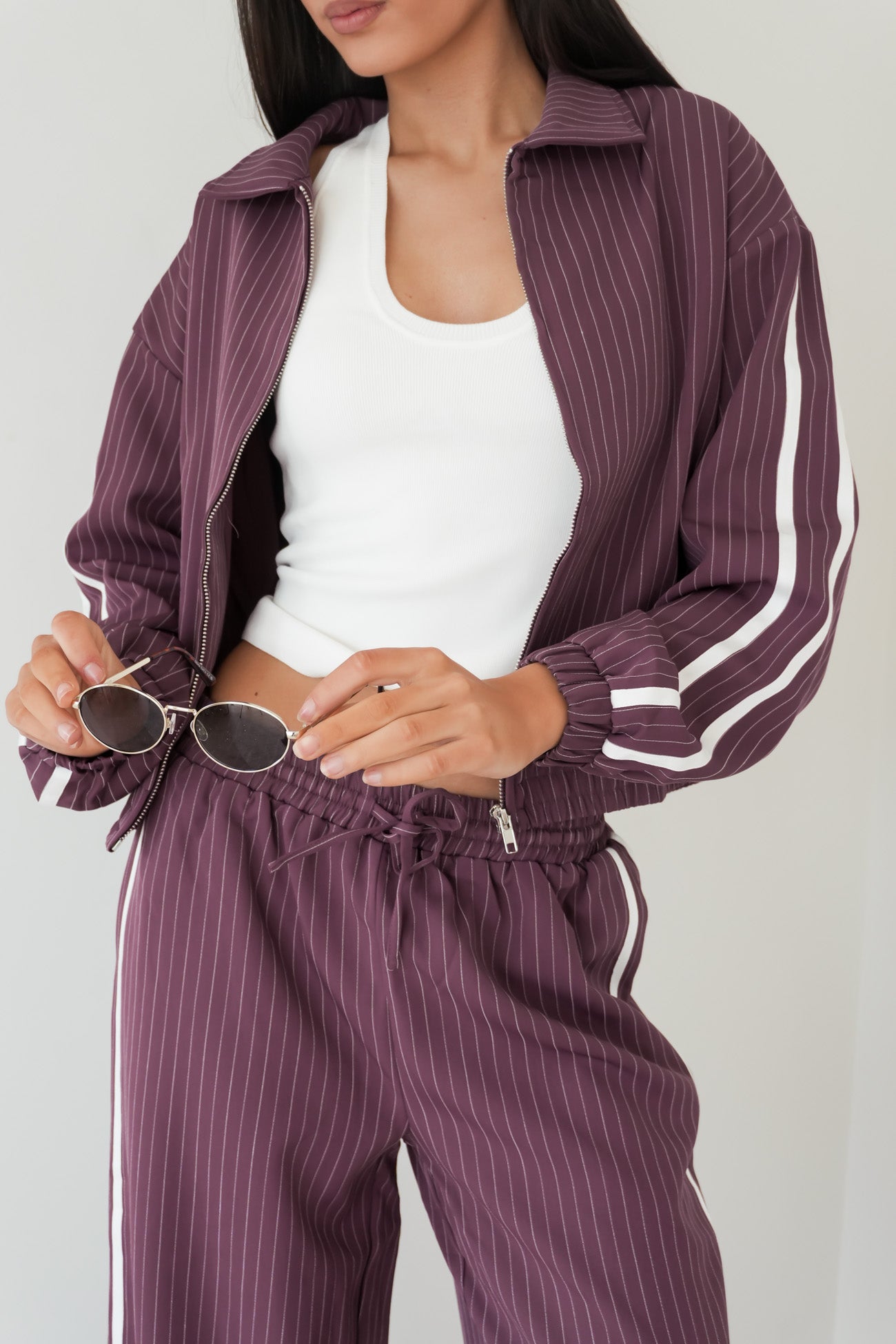William Jacket Plum Pinstripe
