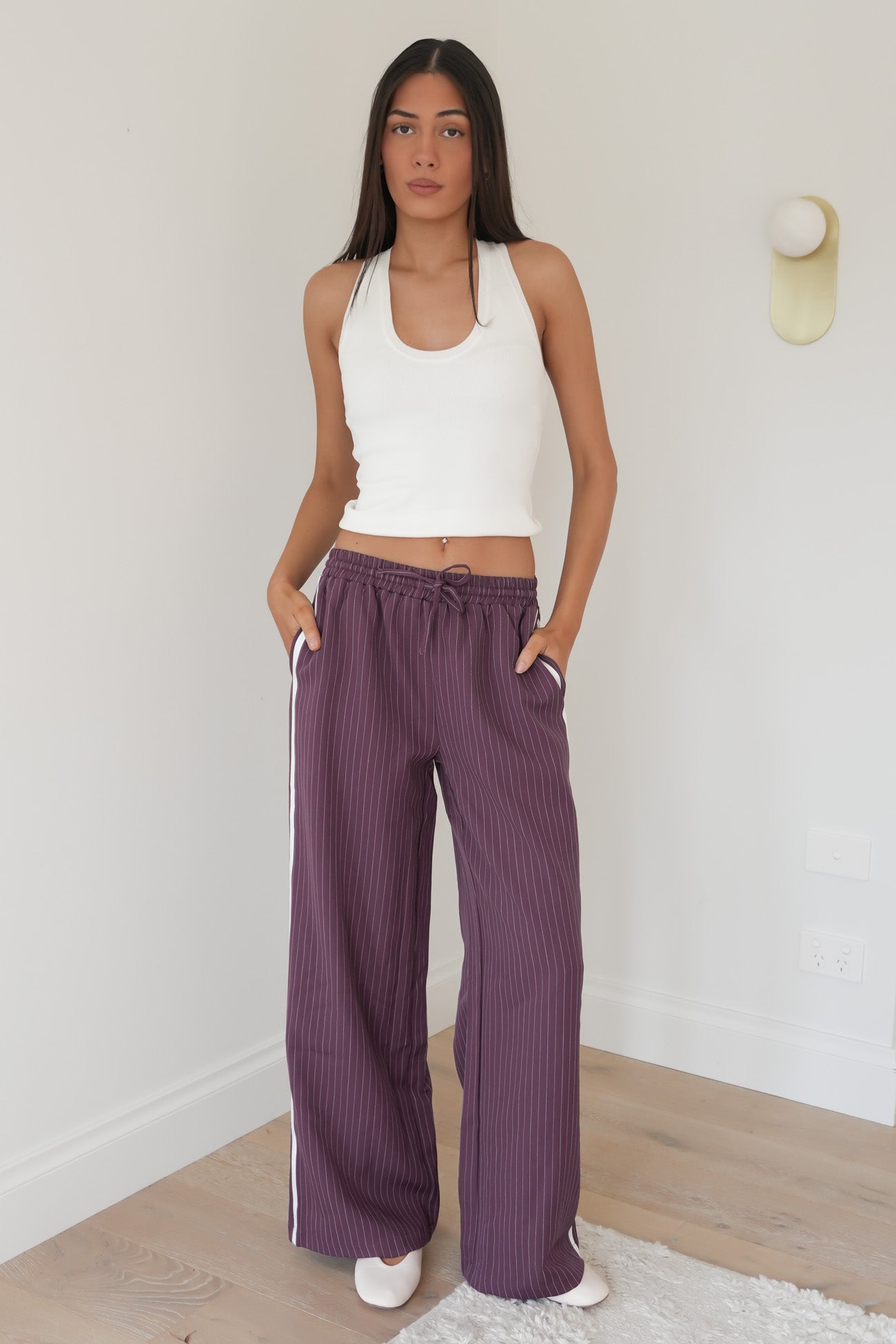 William Pant Plum Pinstripe