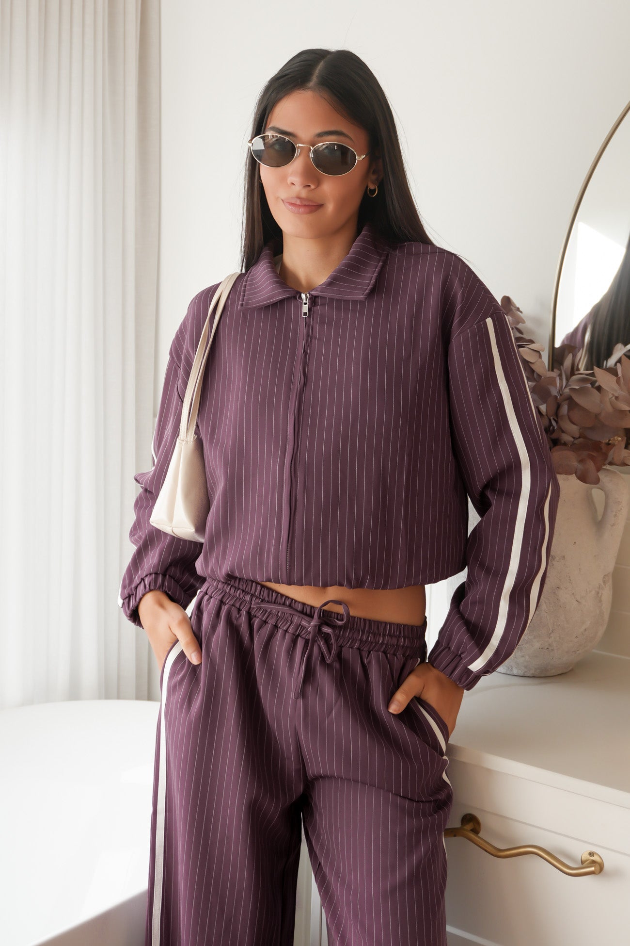 William Jacket Plum Pinstripe