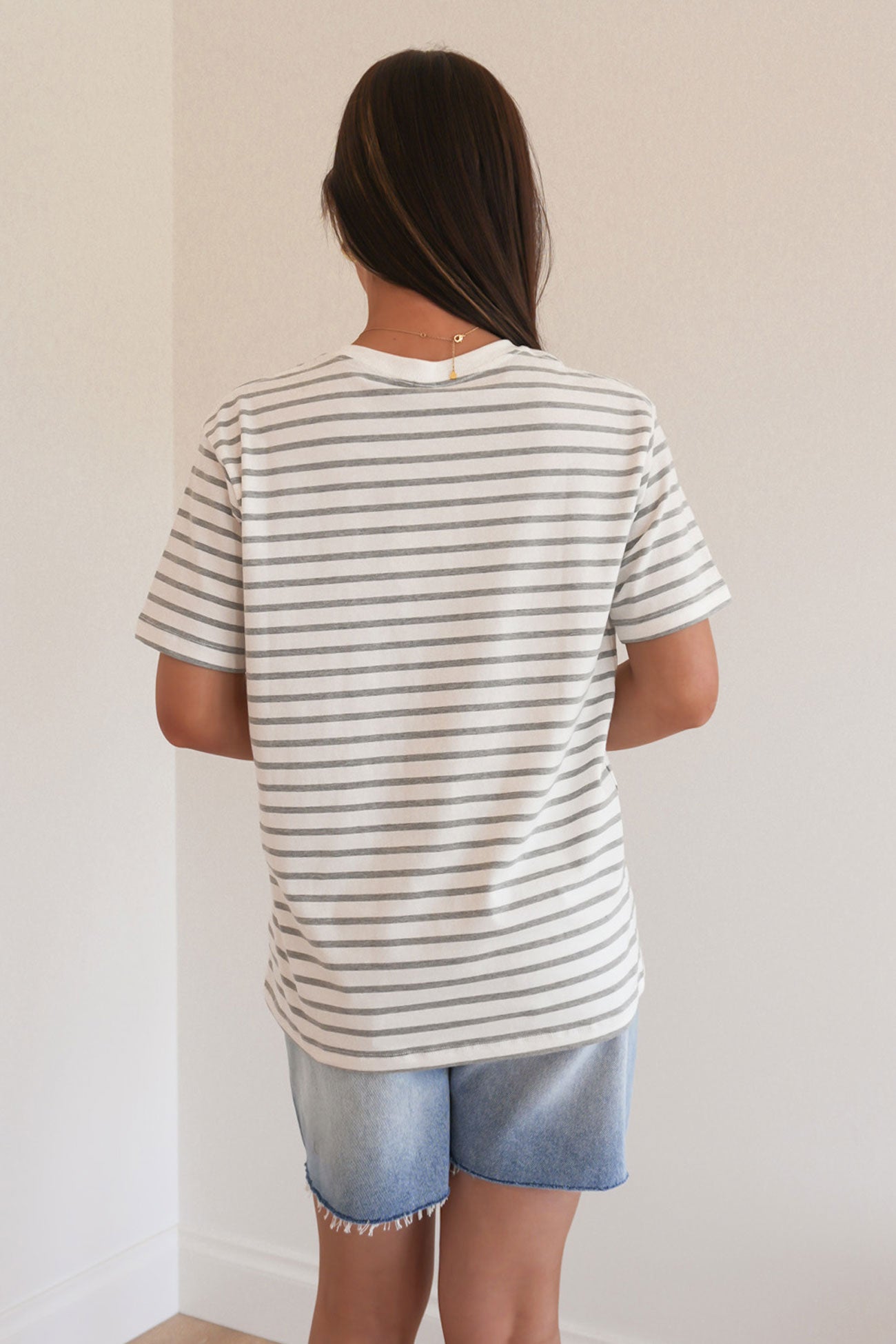 Winsor Tee Grey Marle Stripe
