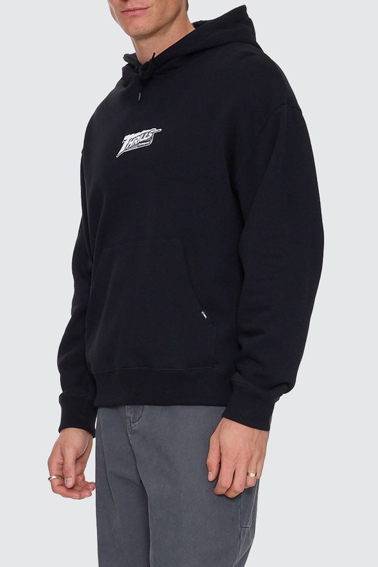 Heavy Voltage Slouch Pull On Cropped Hood Black