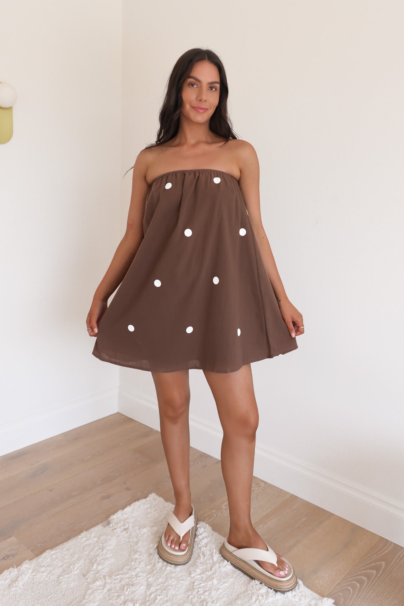 Xyla Mini Dress Chocolate Polka Dot
