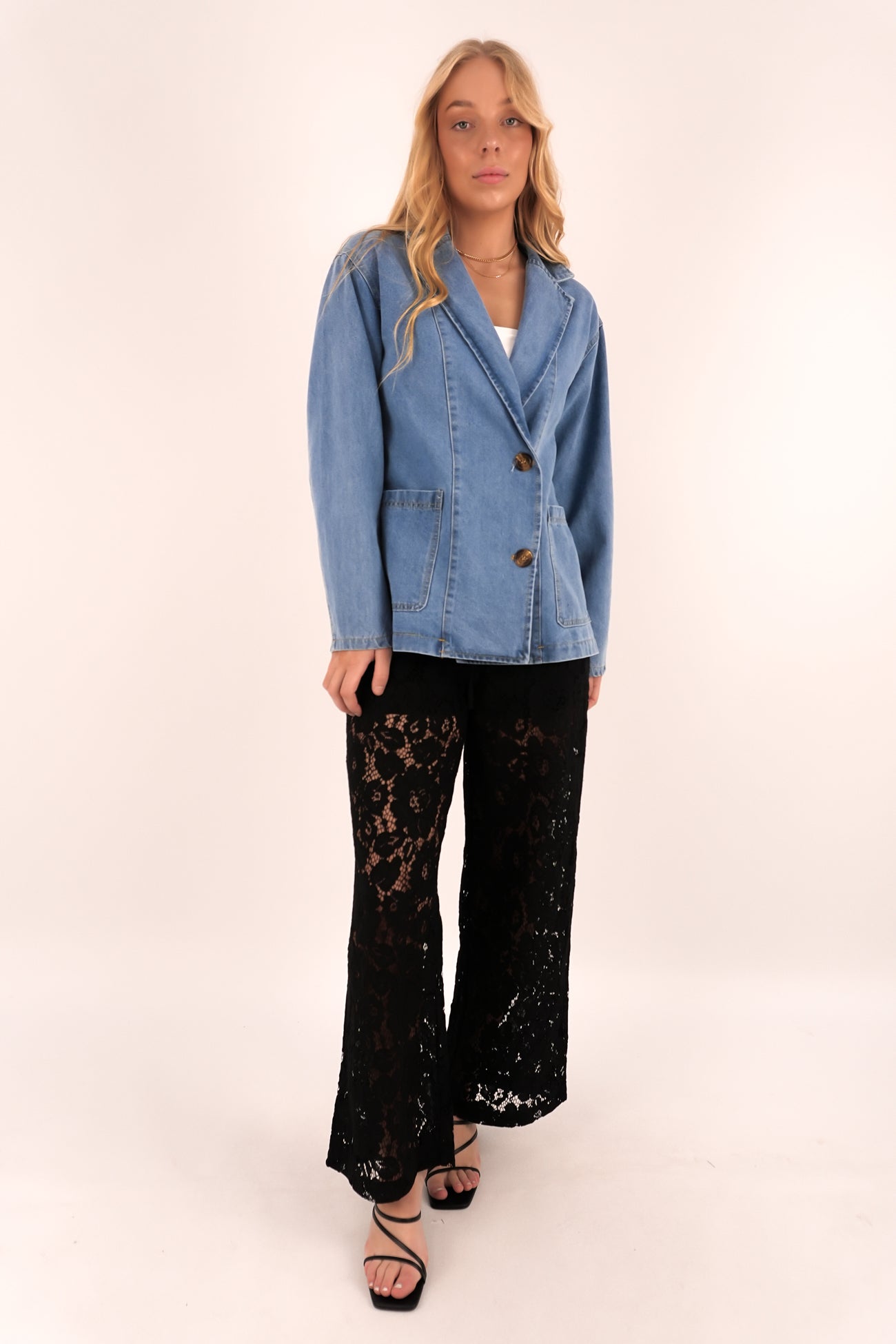 Zahiya Denim Blazer Mid Blue