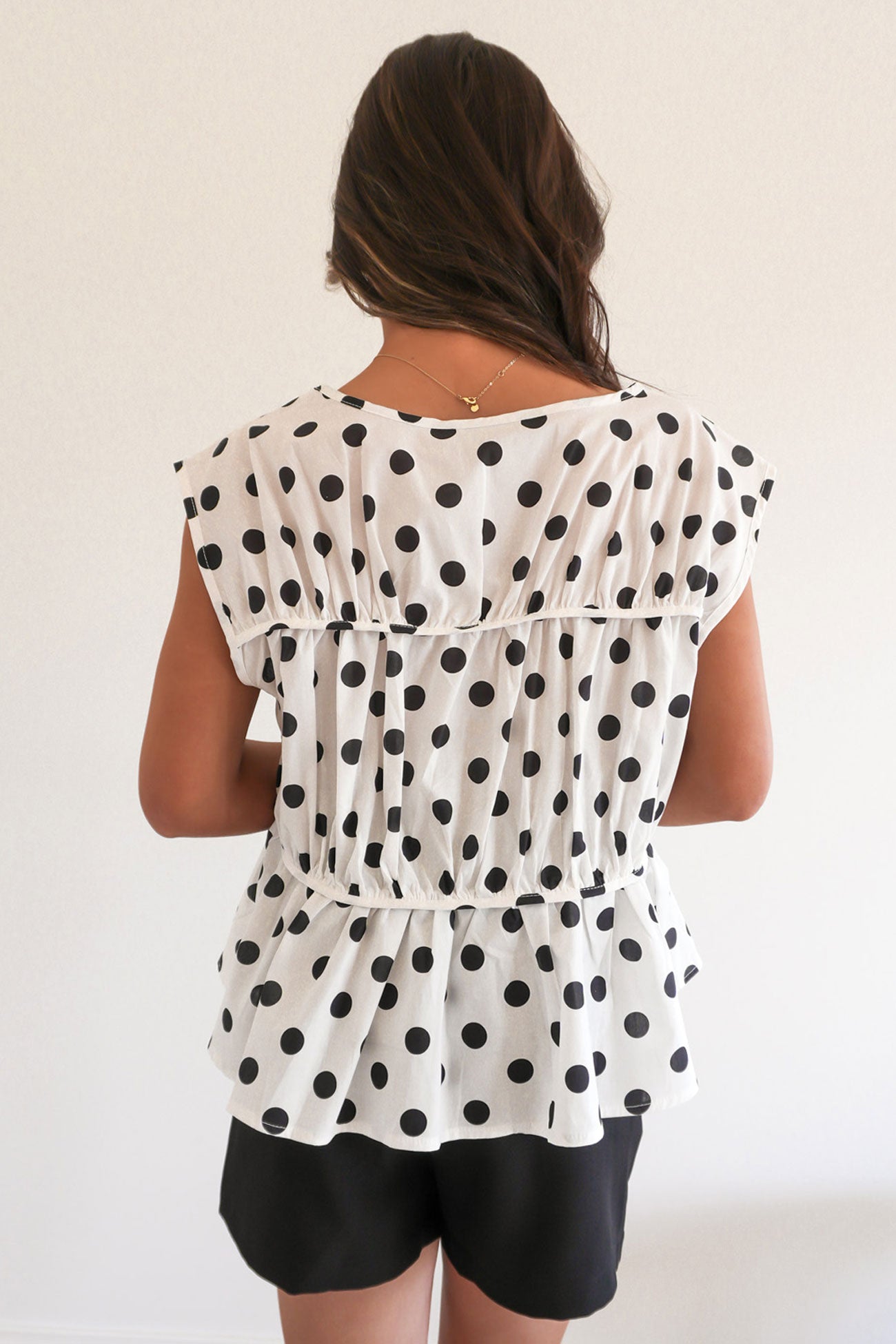 Zala Top White Polka Dot