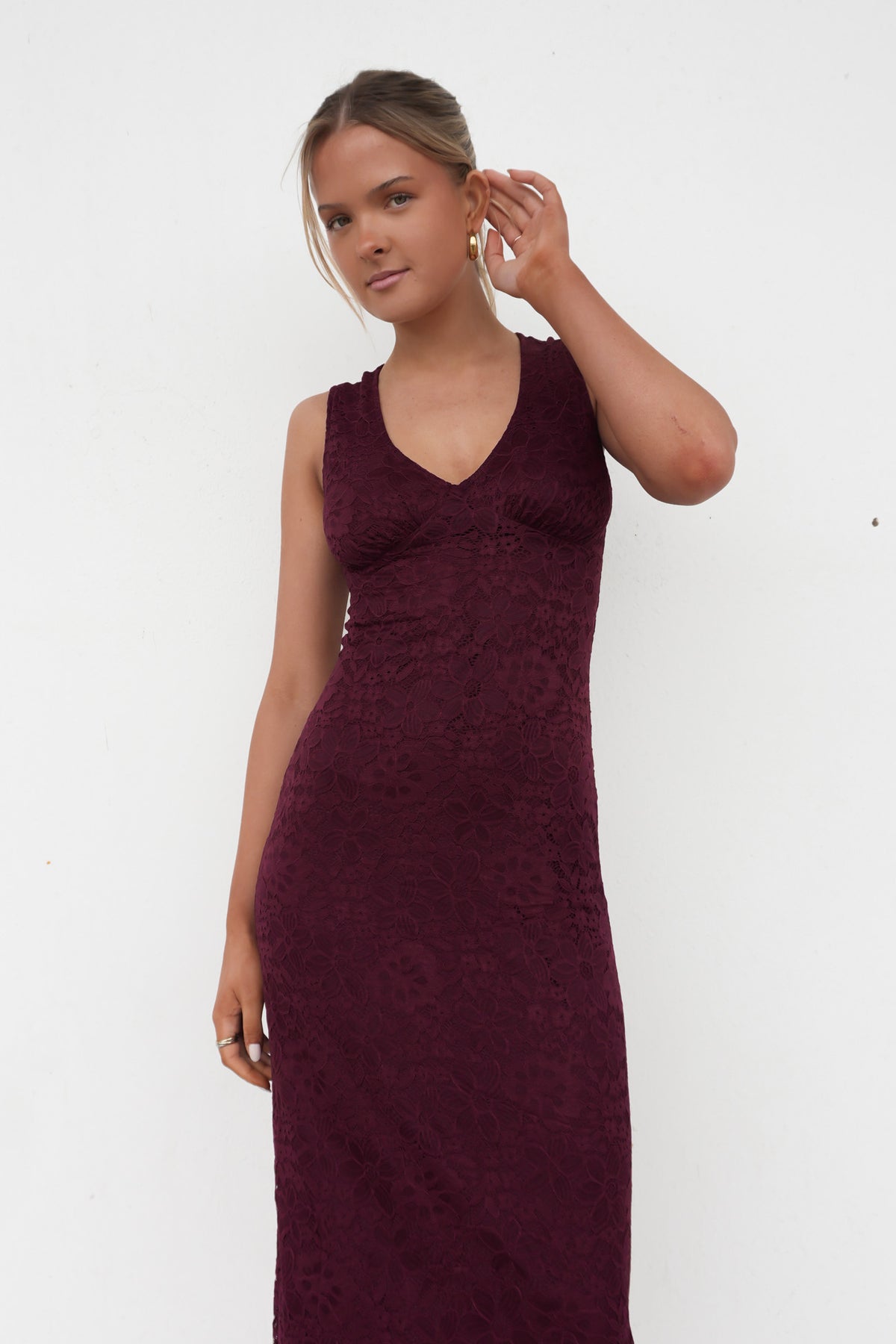 Zea Lace Maxi Dress Wine