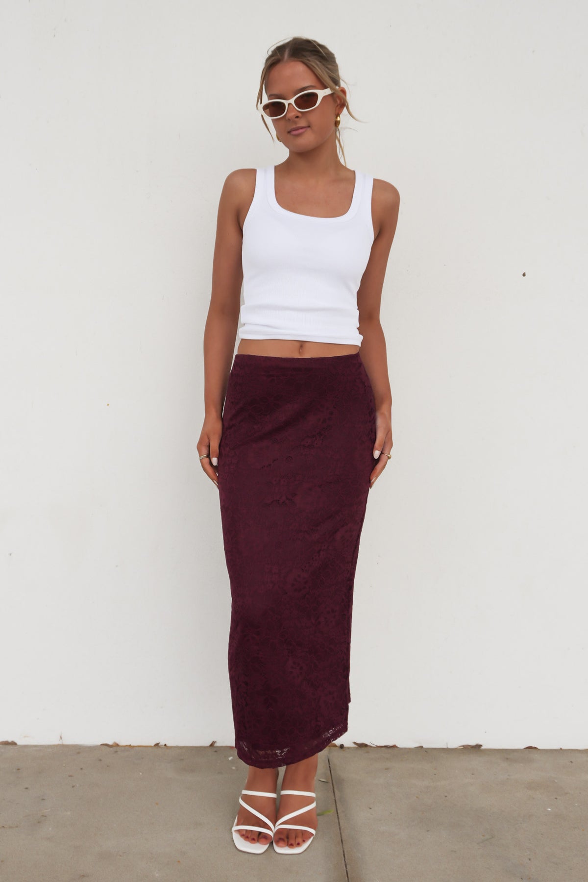 Zea Lace Maxi Skirt Wine