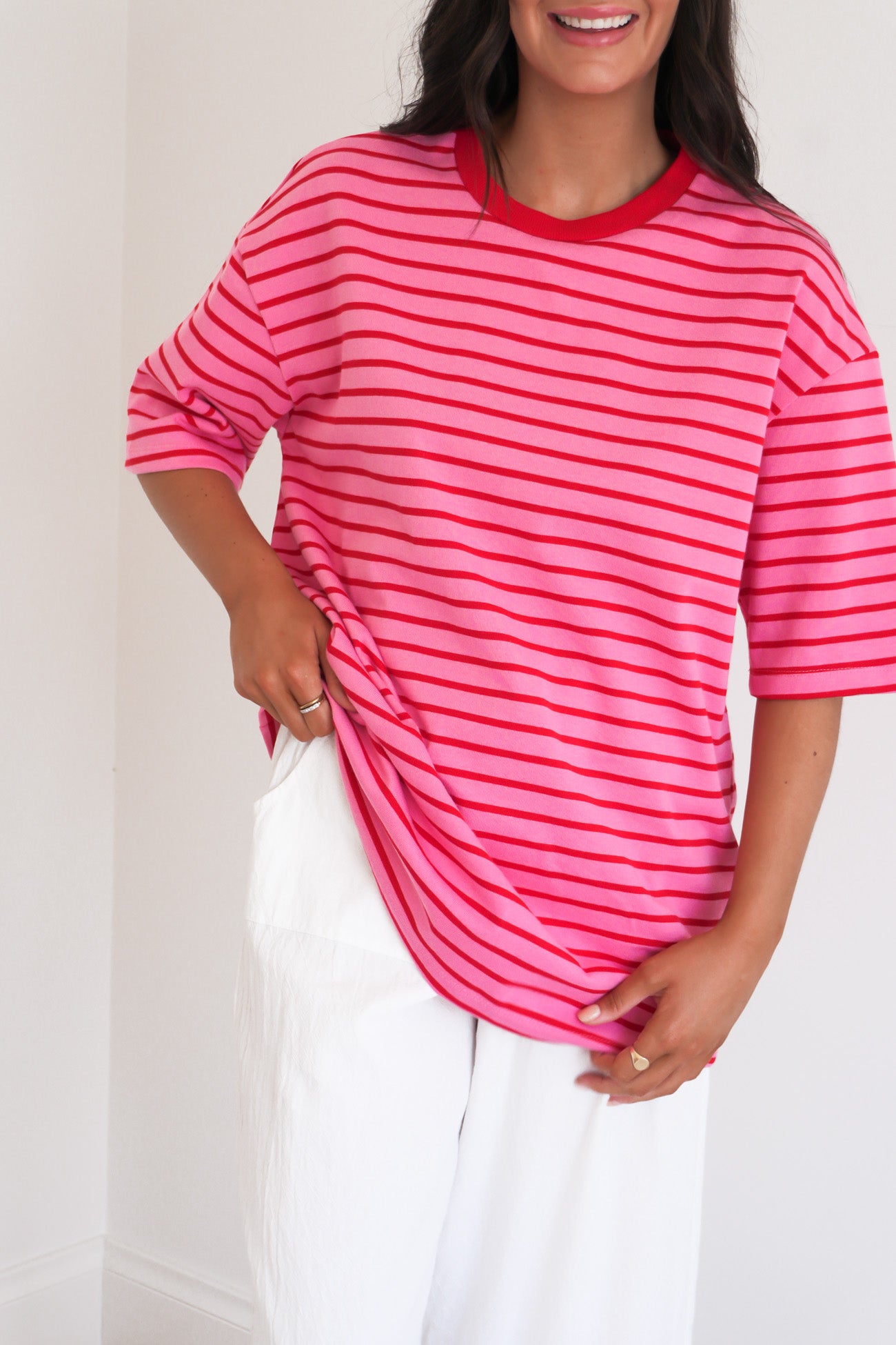 Zora Tee Pink Stripe