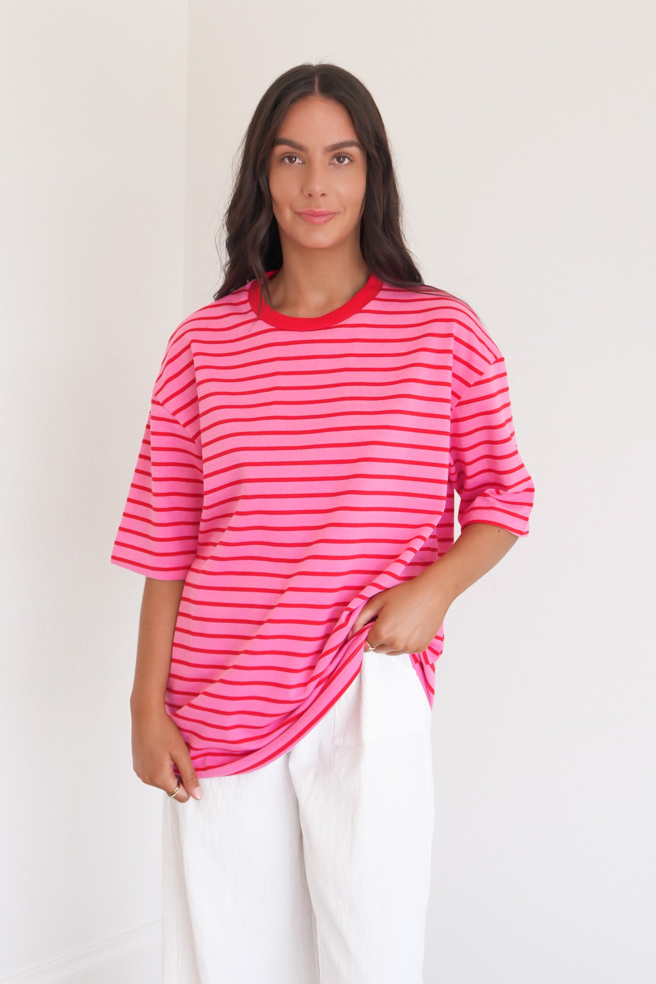 Zora Tee Pink Stripe