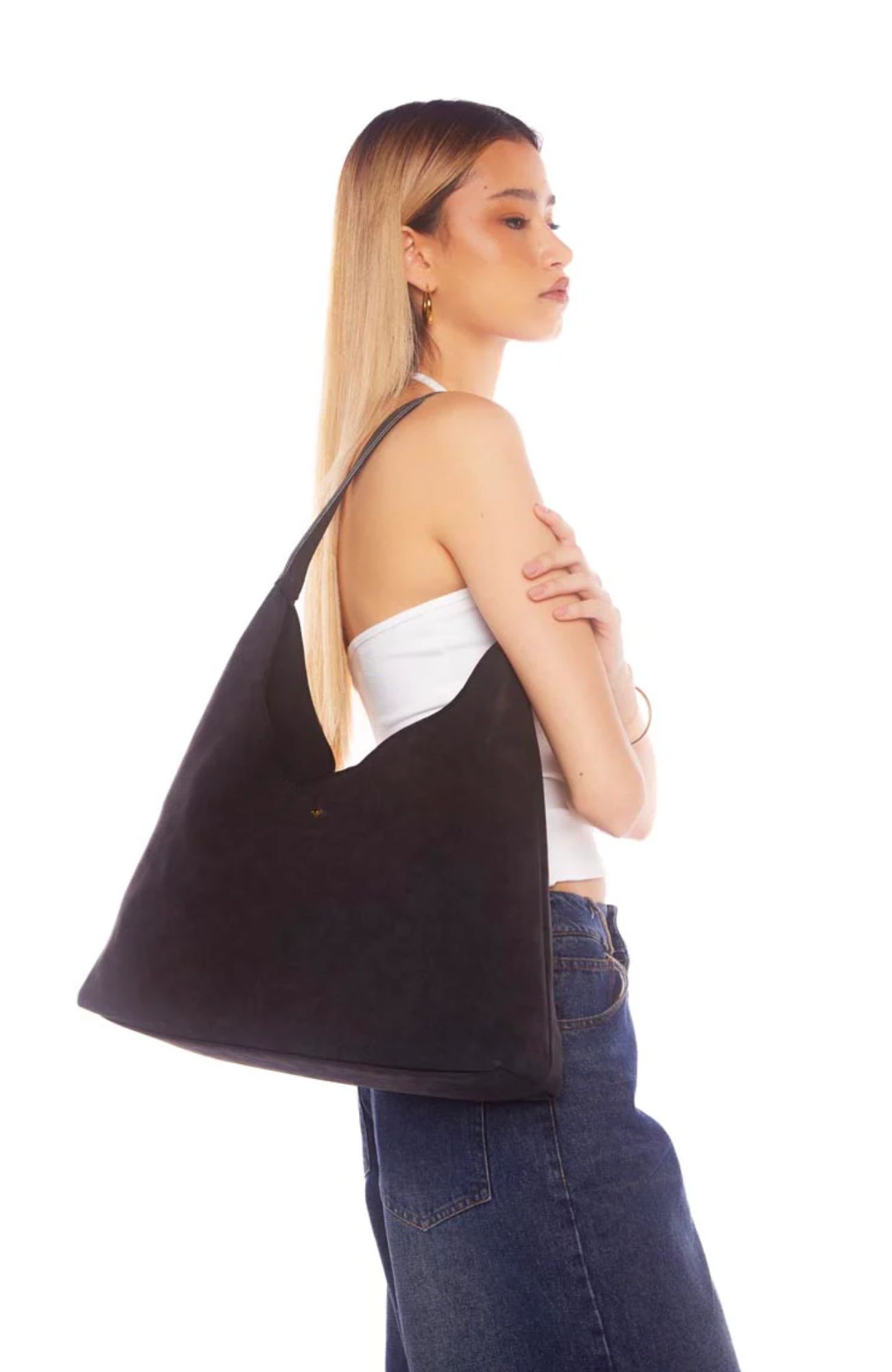 Jami Bag Black Faux Suede Gold