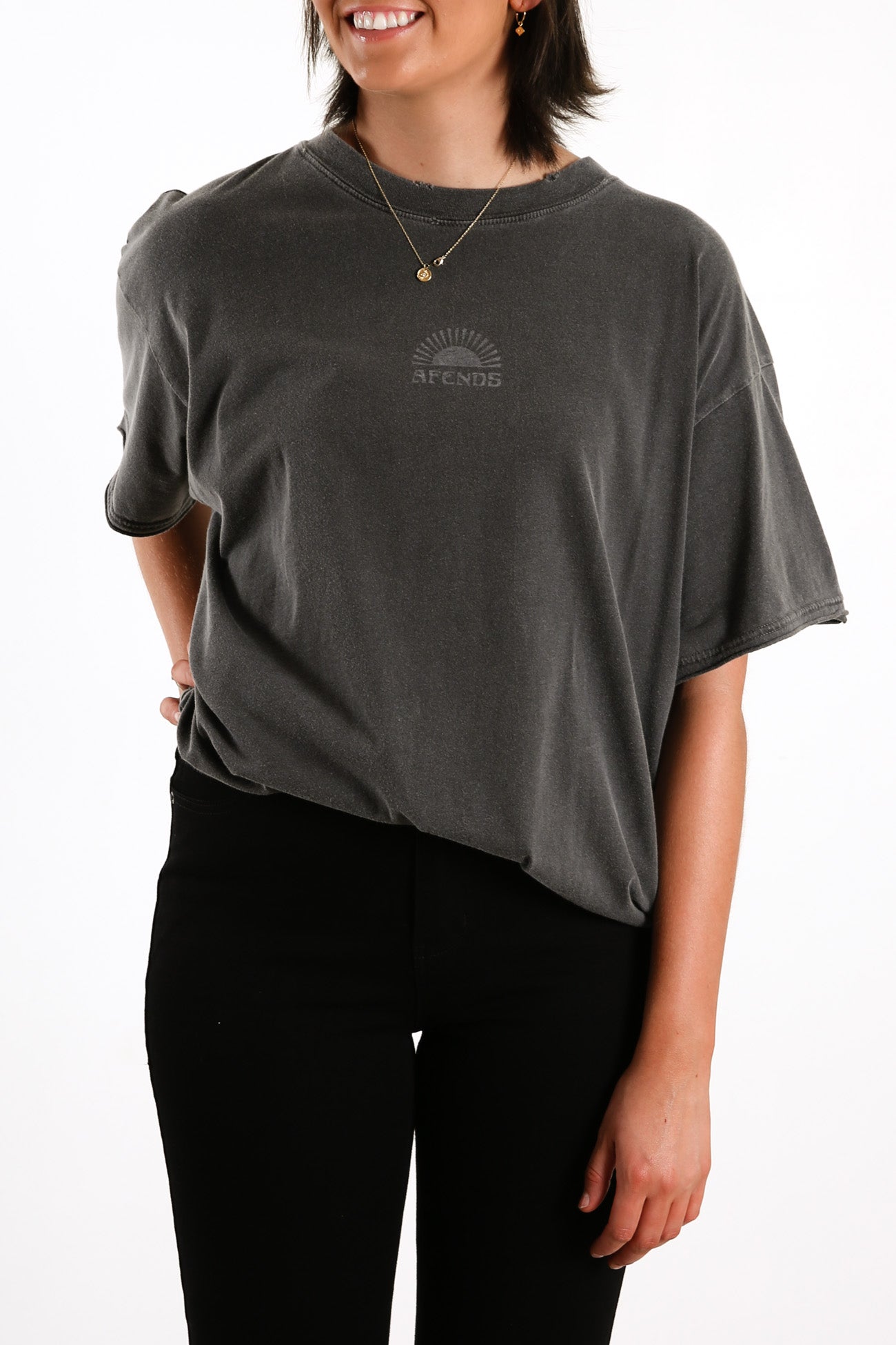 Kirby Distressed Vintage Fit Tee Stone Black