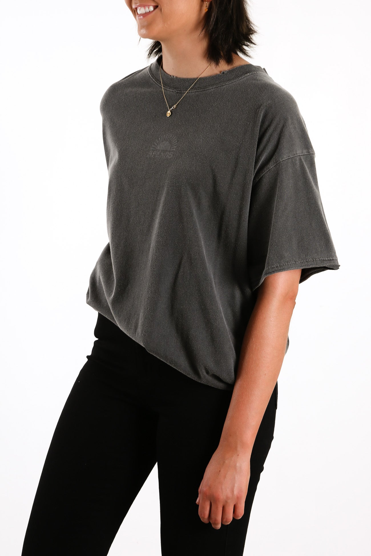 Kirby Distressed Vintage Fit Tee Stone Black