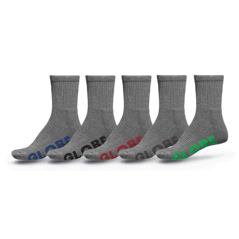 Large Stealth Crew Sock 5 Pack Grey