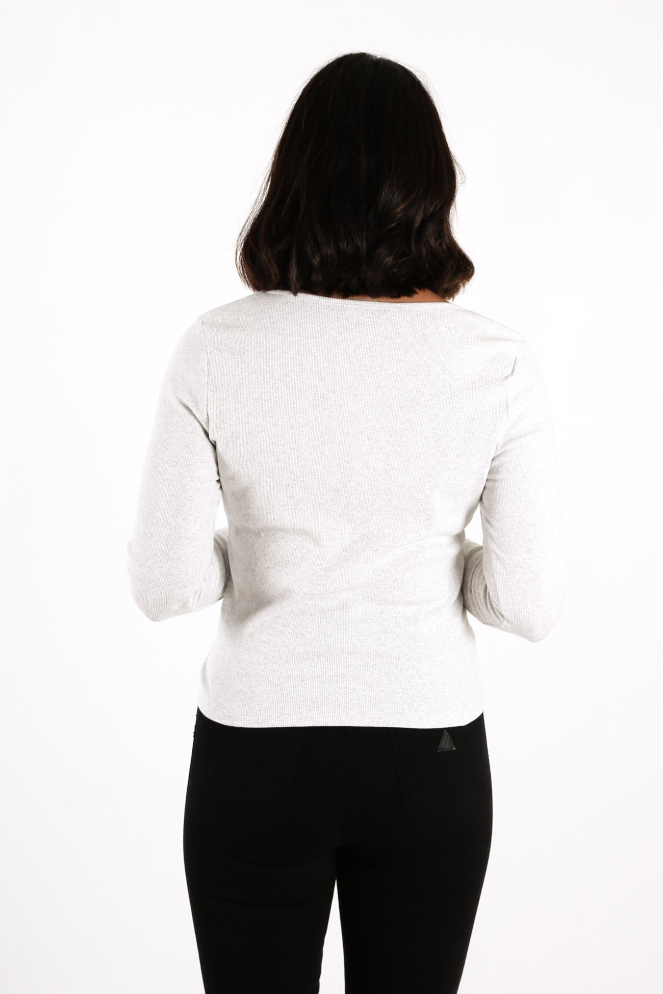 Abbie Long Sleeve Top Grey Marle