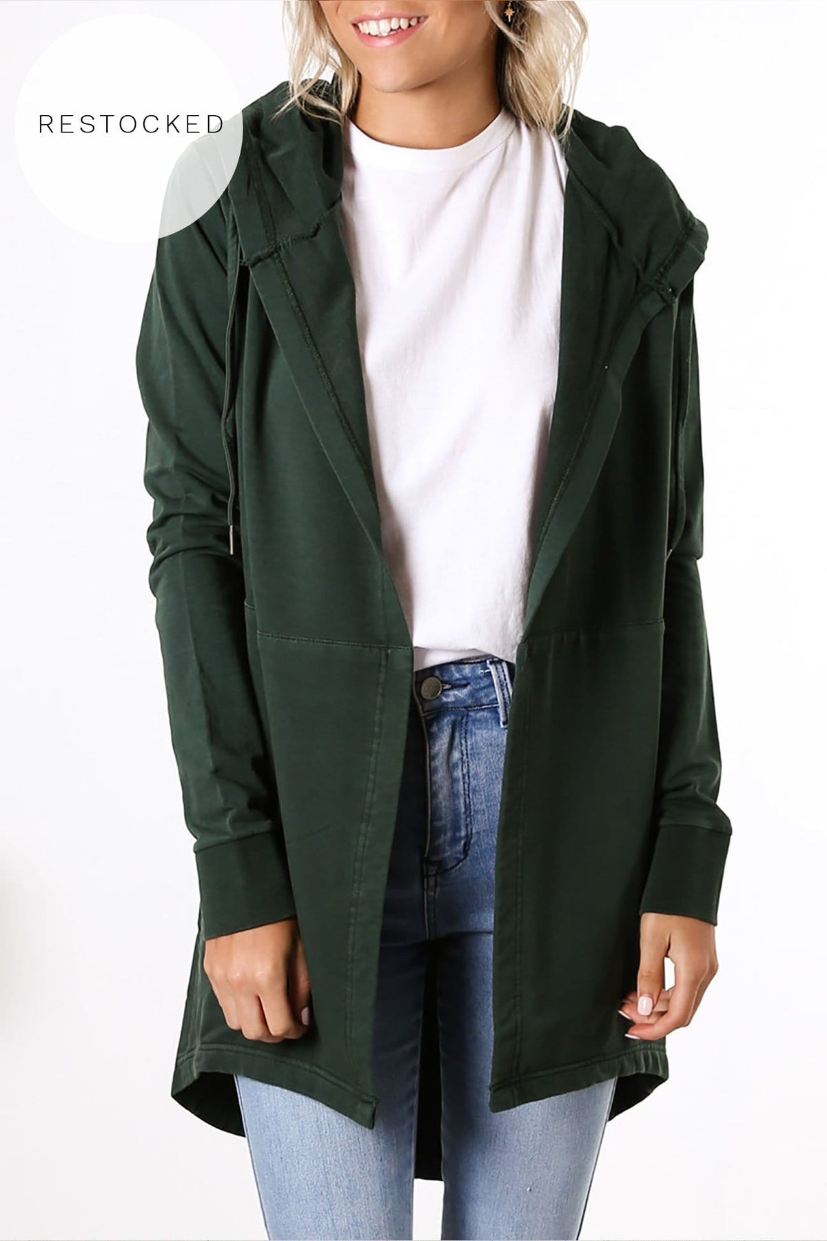 Ashleigh Hooded Cardi Bottle Green