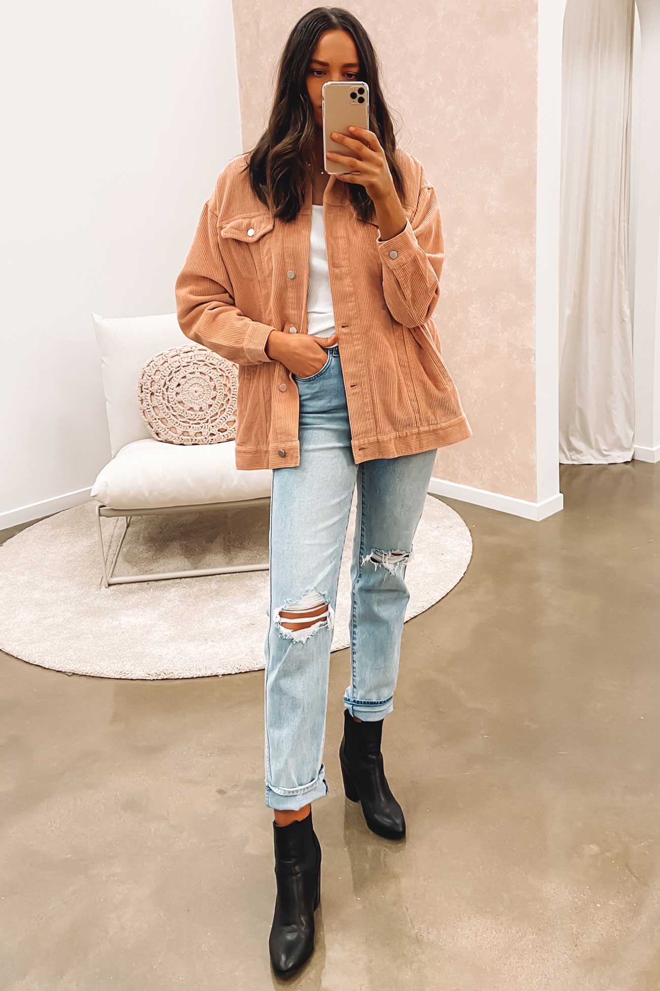 Binx Longline Cord Jacket Clay