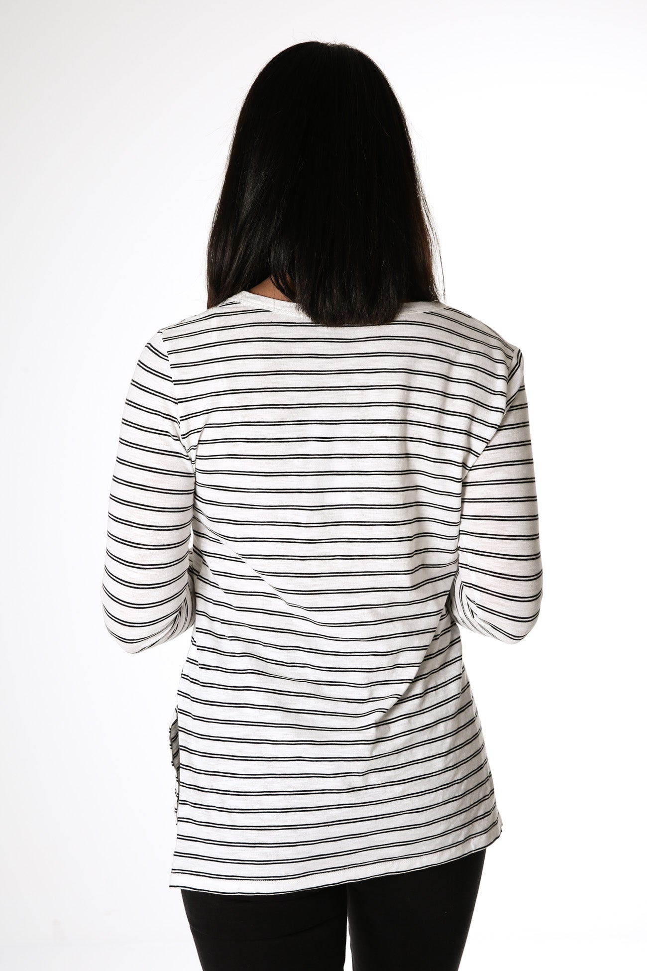 Bonnie Long Sleeve Top White Black Stripe