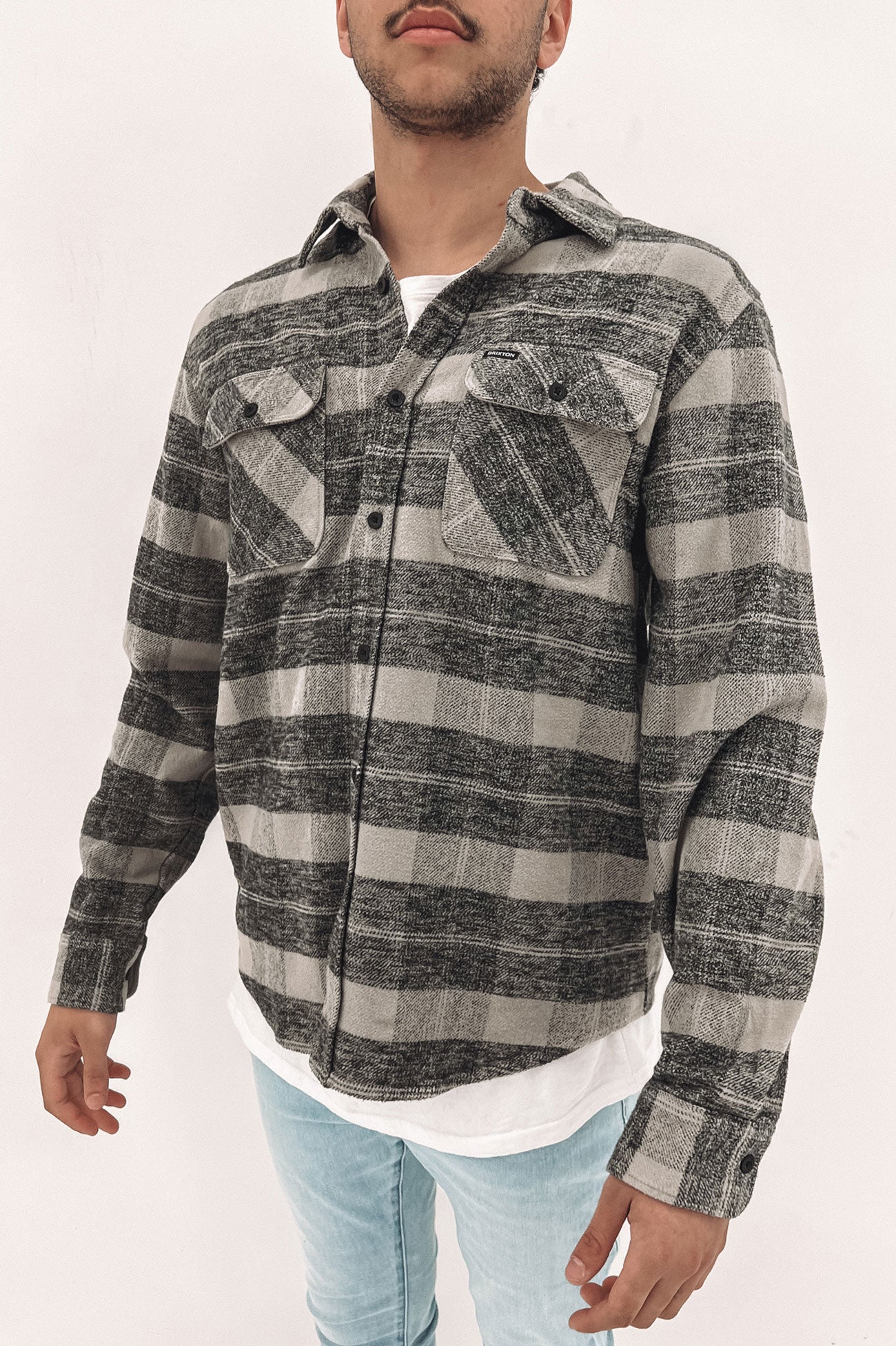 Bowery Heavy Weight Long Sleeve Flannel Black Charcoal