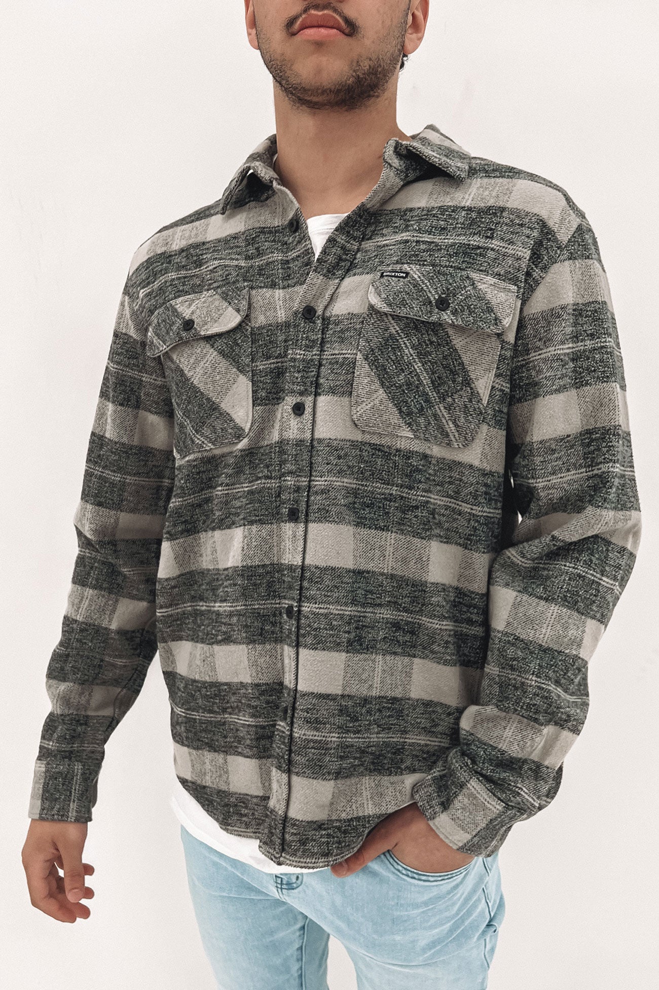 Bowery Heavy Weight Long Sleeve Flannel Black Charcoal