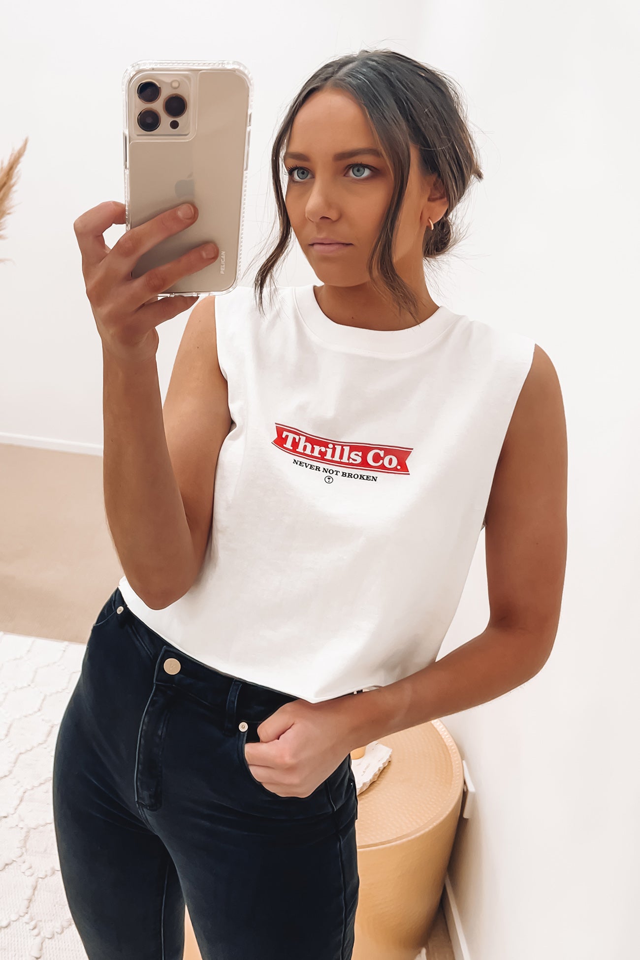 Brigade Crop Muscle Dirty White