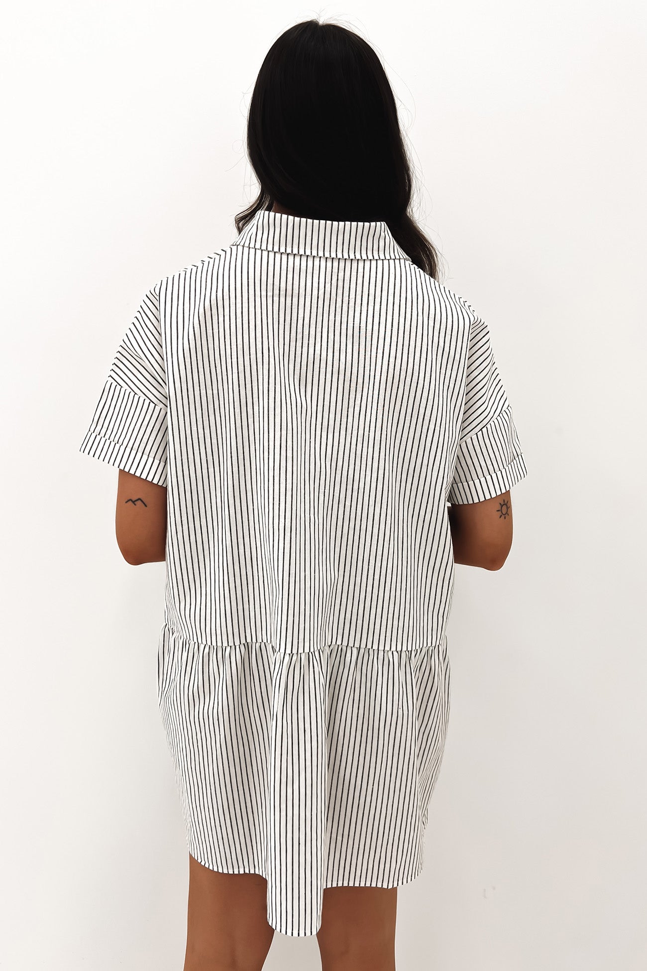 Caitie Mini Dress White Stripe