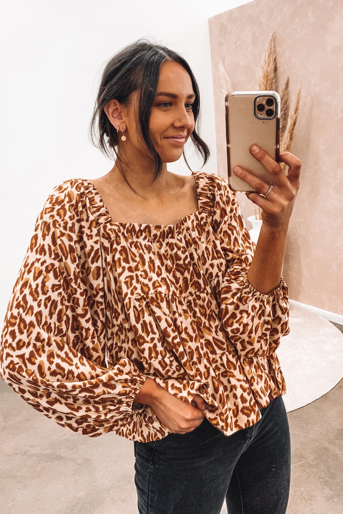 Charlize Top Tan Leopard