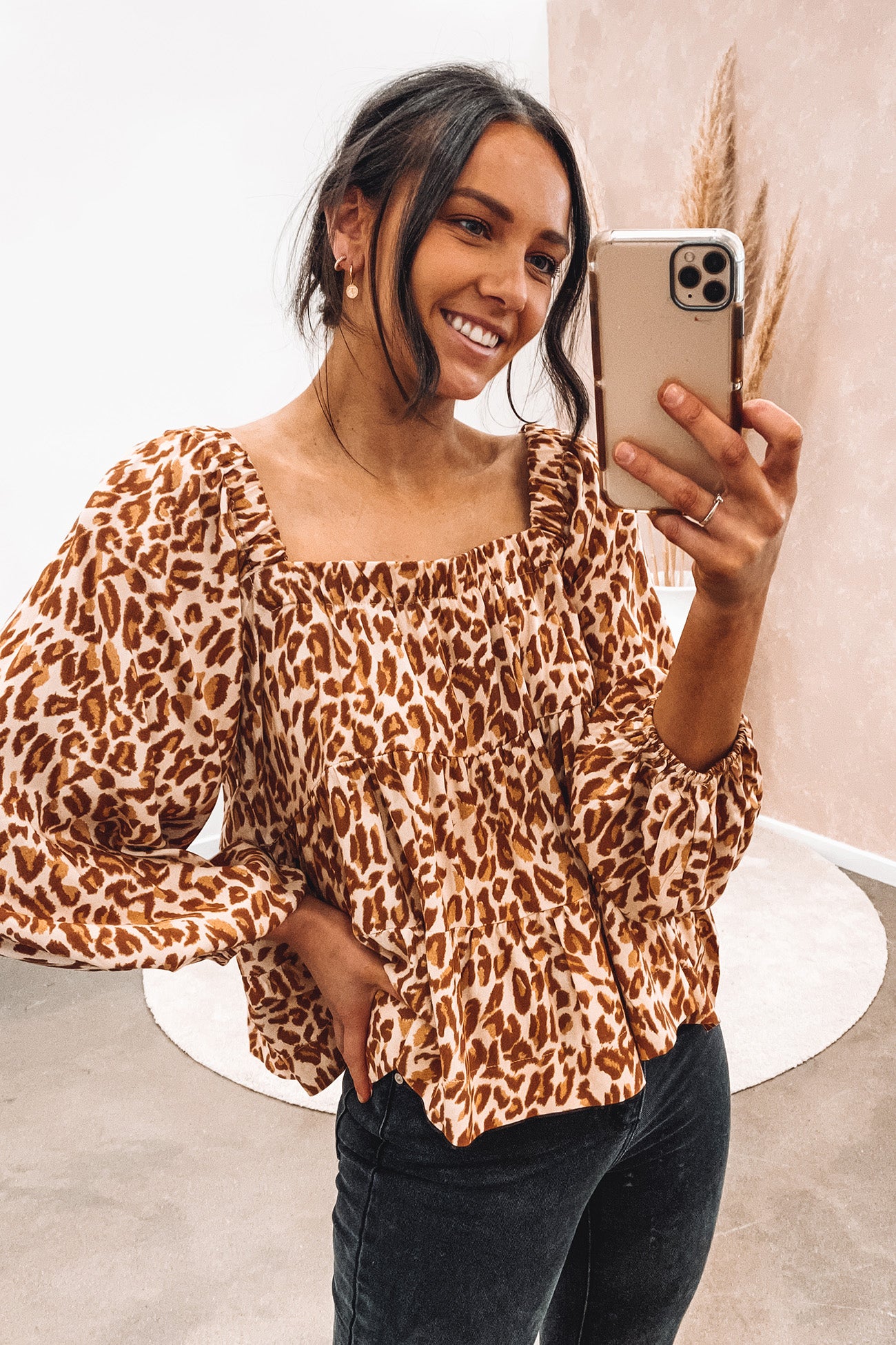 Charlize Top Tan Leopard
