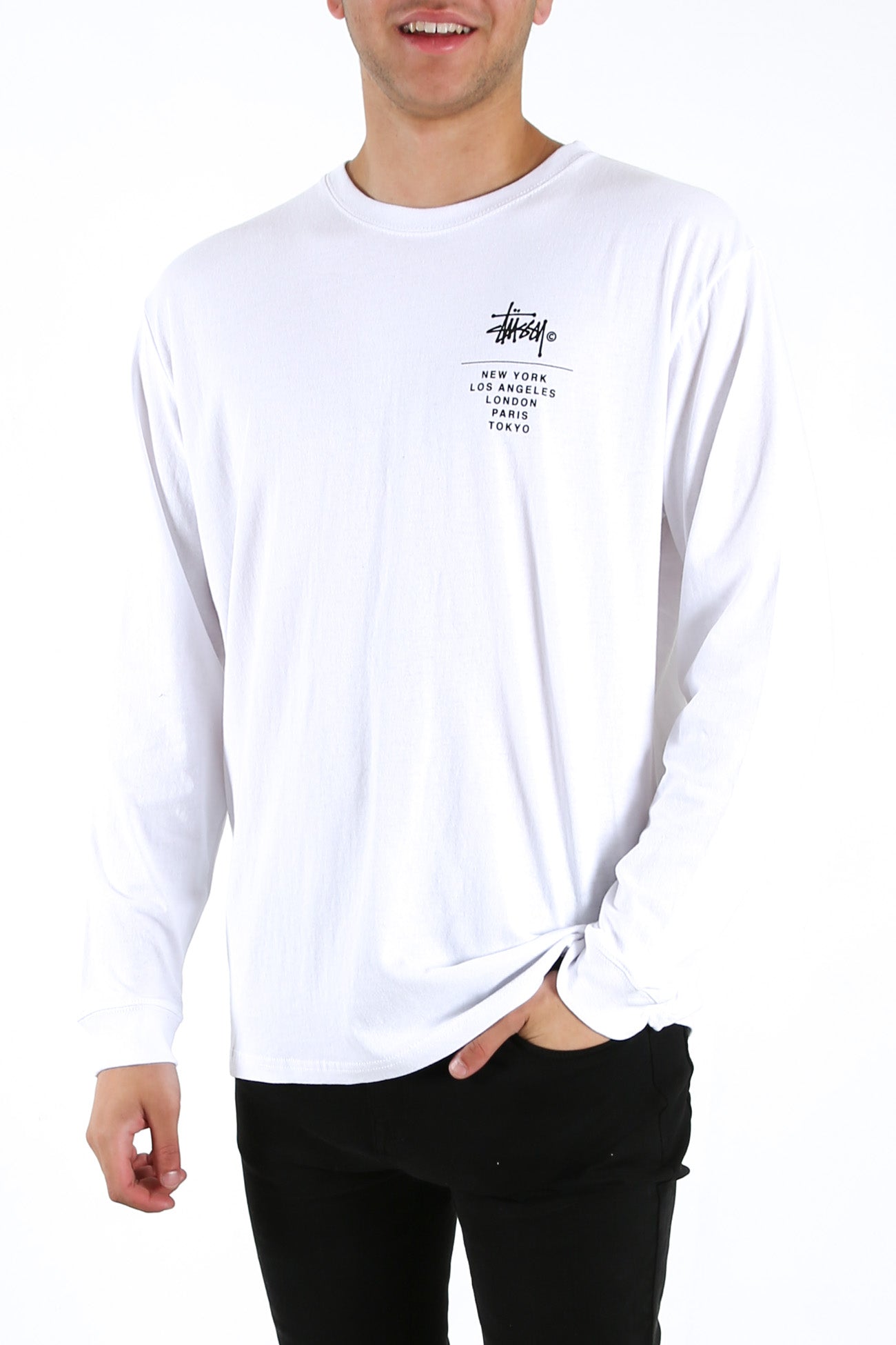 City Stack Longsleeve Tee White