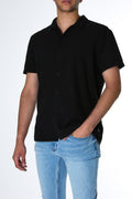 Classic Linen Short Sleeve Shirt Vintage Black