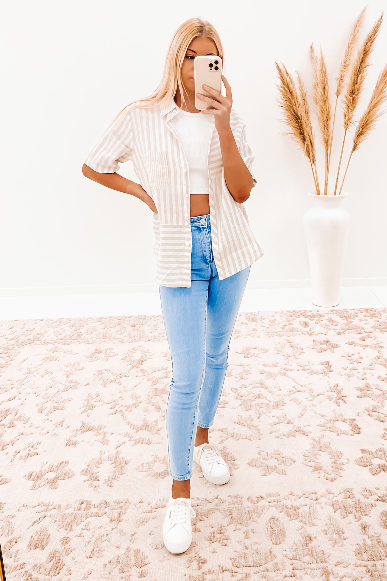 Connor Short Sleeve Linen Shirt Beige