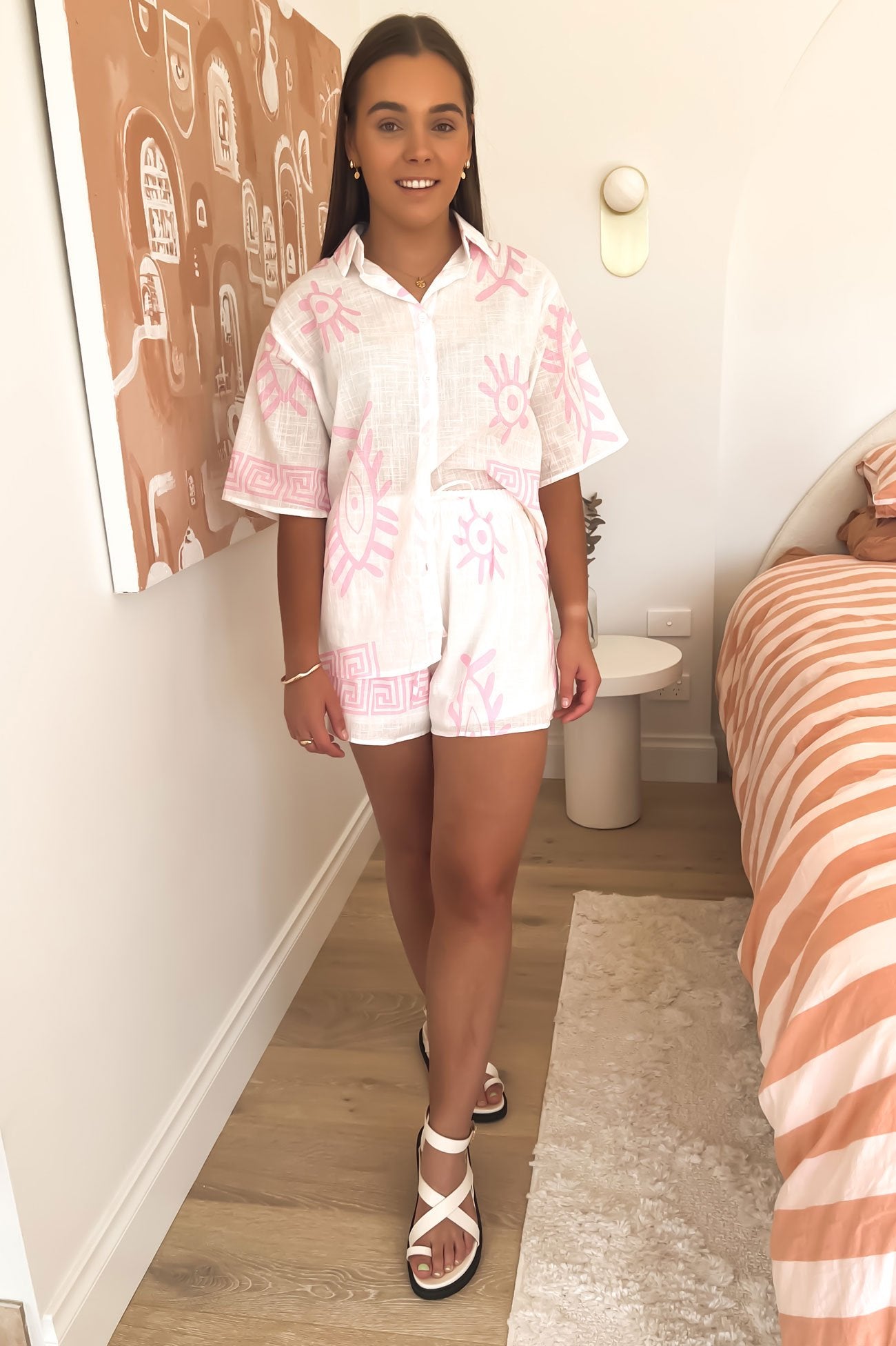 Corfu Set White Pink Aztec Eye