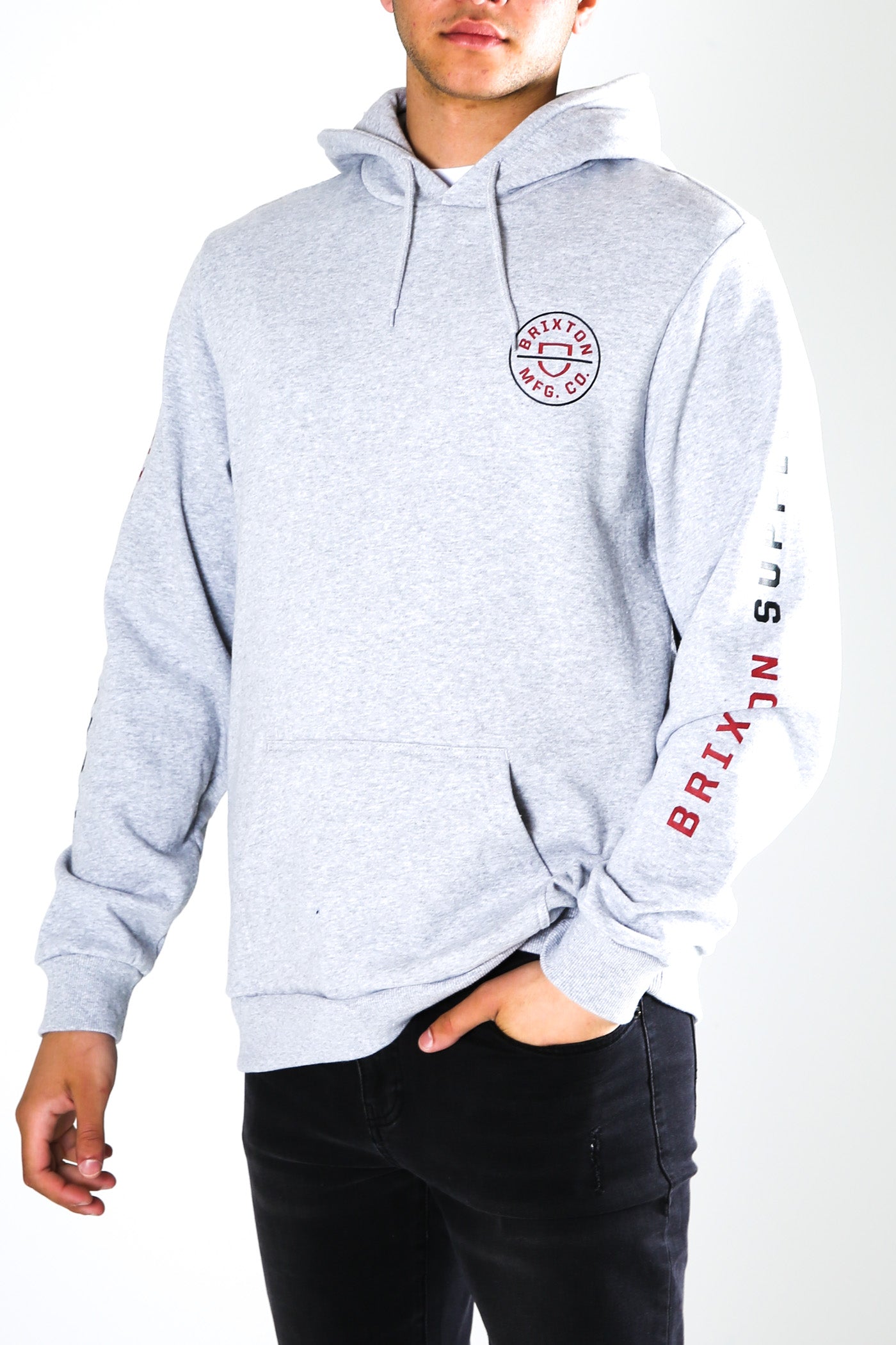 Crest Hood Heather Grey Red