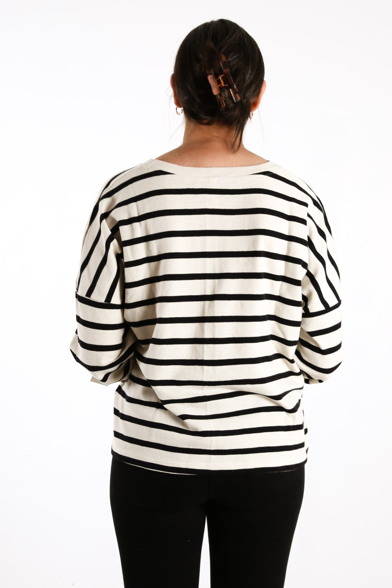 Crim Stripe Long Sleeve Tee Silver Bleach