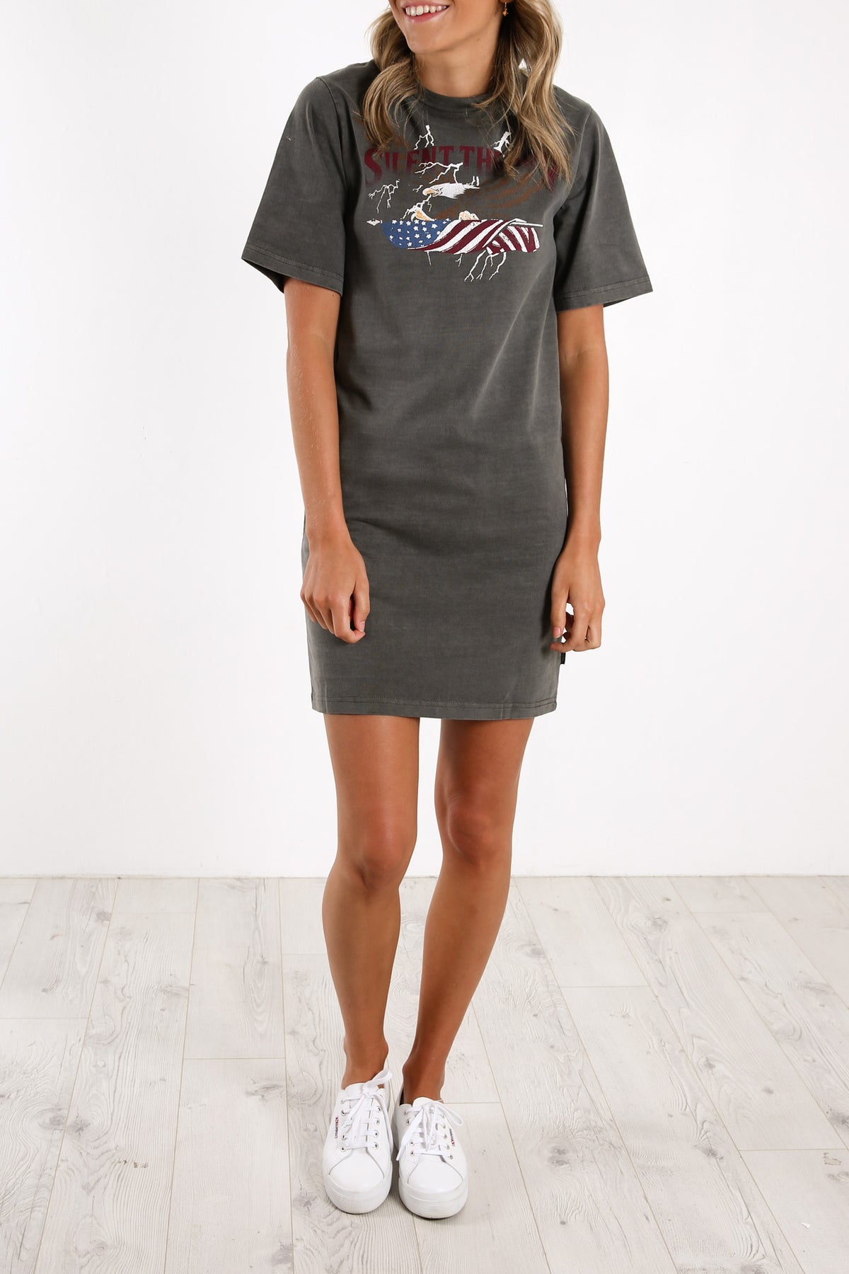 Deliberate Tee Dress Charcoal