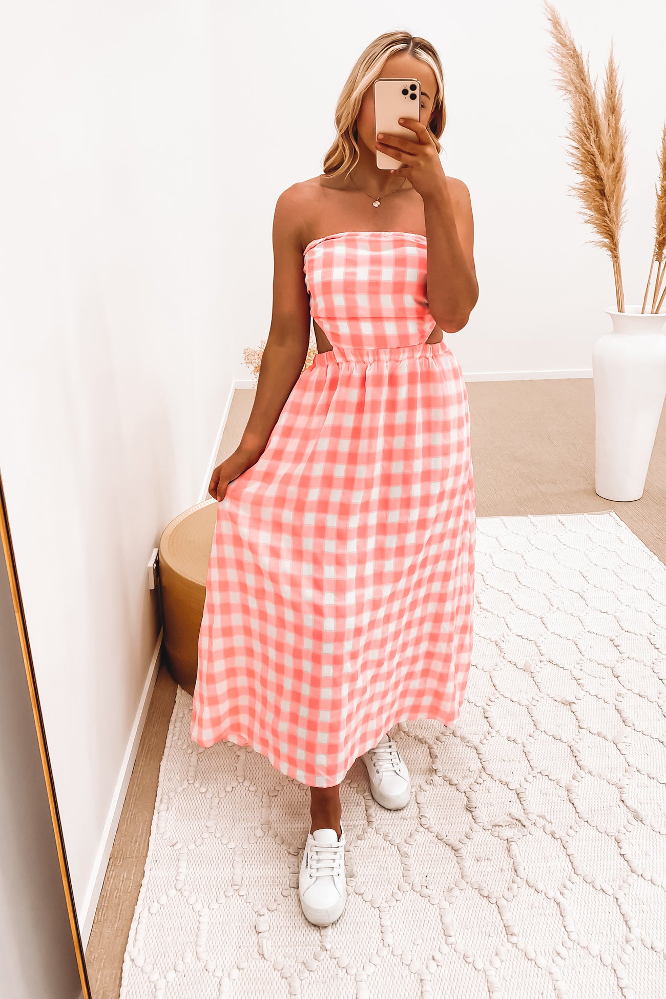 Dixie Maxi Dress Pink Check
