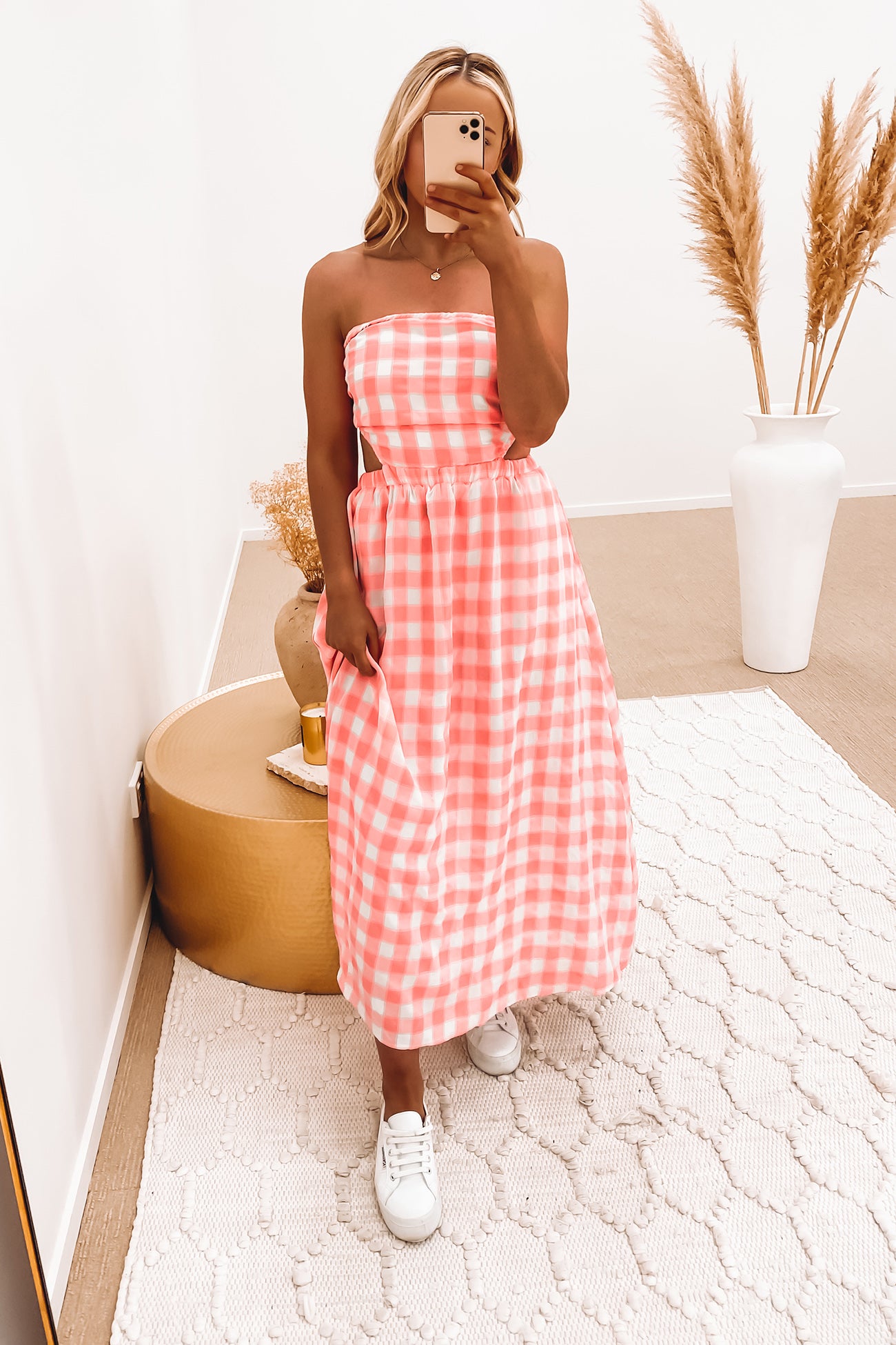 Dixie Maxi Dress Pink Check