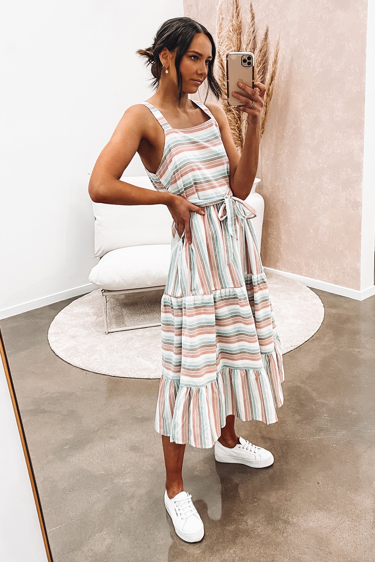 Dustin Midi Dress Multi Stripe