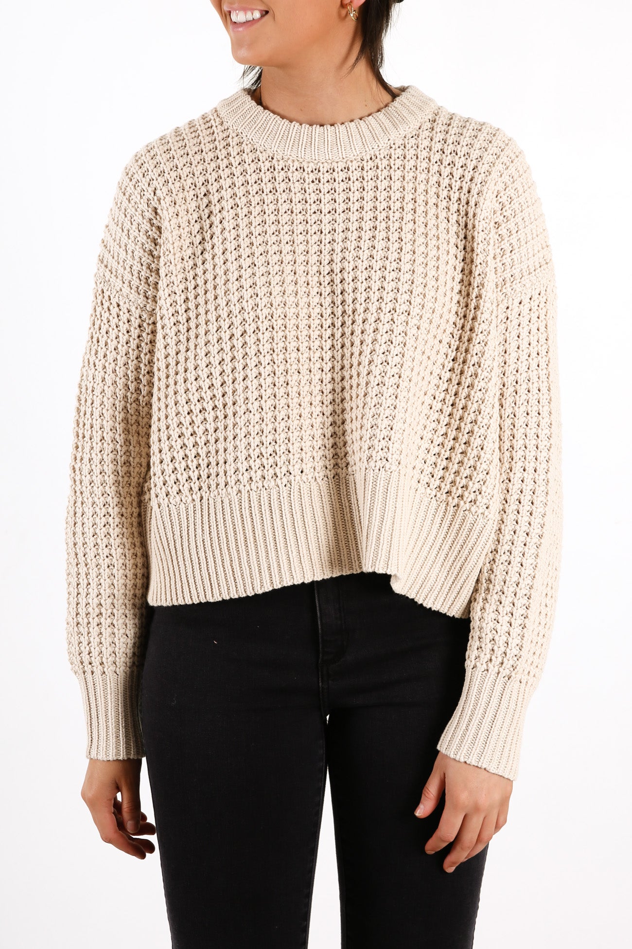Eden Waffle Knit Jumper Off White