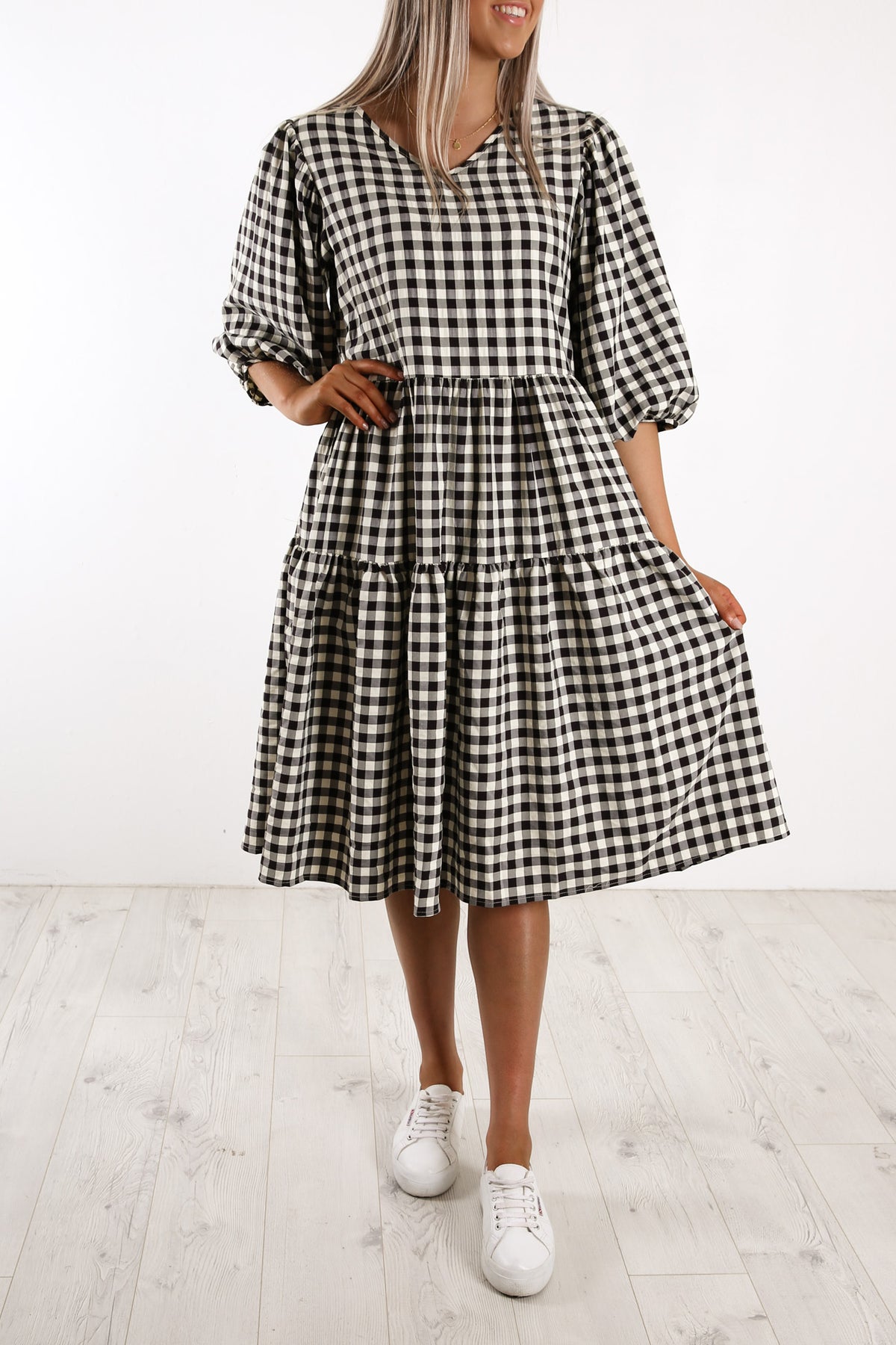 Embrace Me Dress Gingham Black