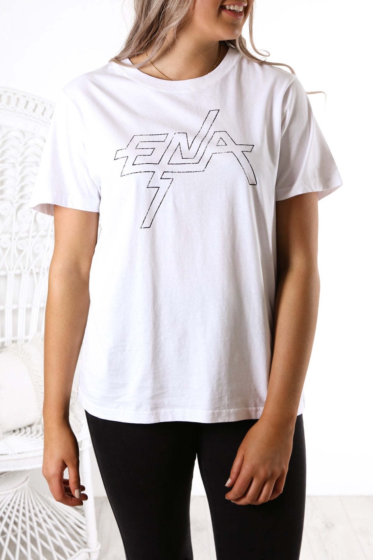 Block Logo Graphic Tee White
