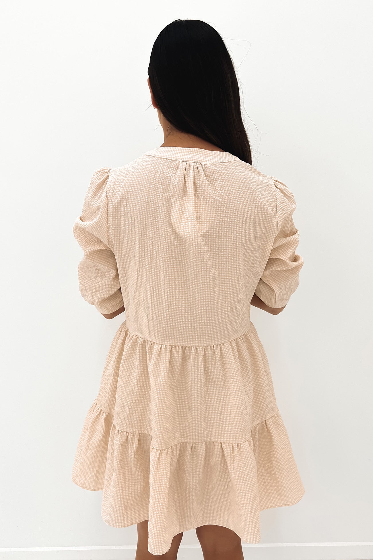 Etta Mini Dress Latte Check